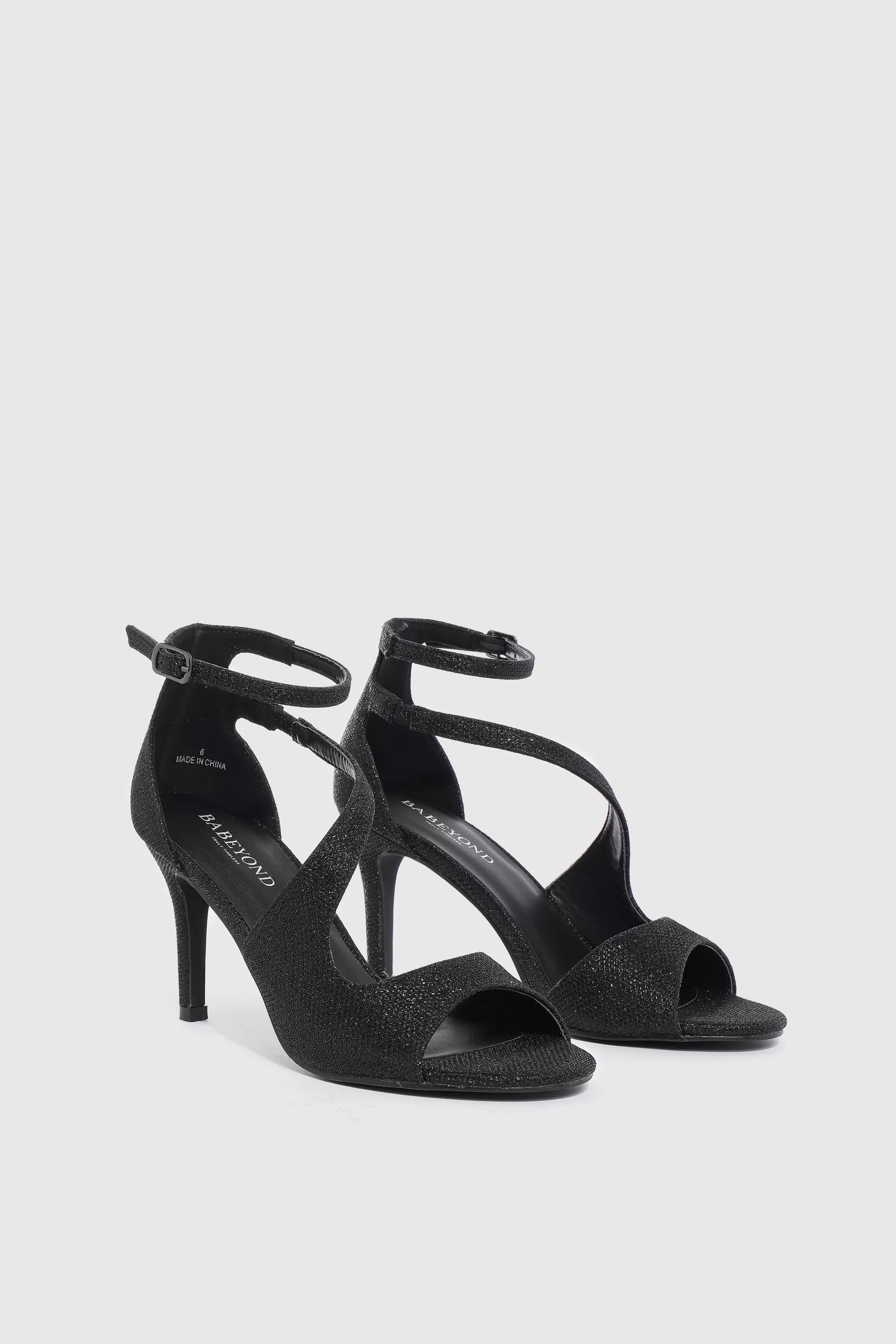 Glitter Open Toe Retro High Heels-BABEYOND Flash Sale