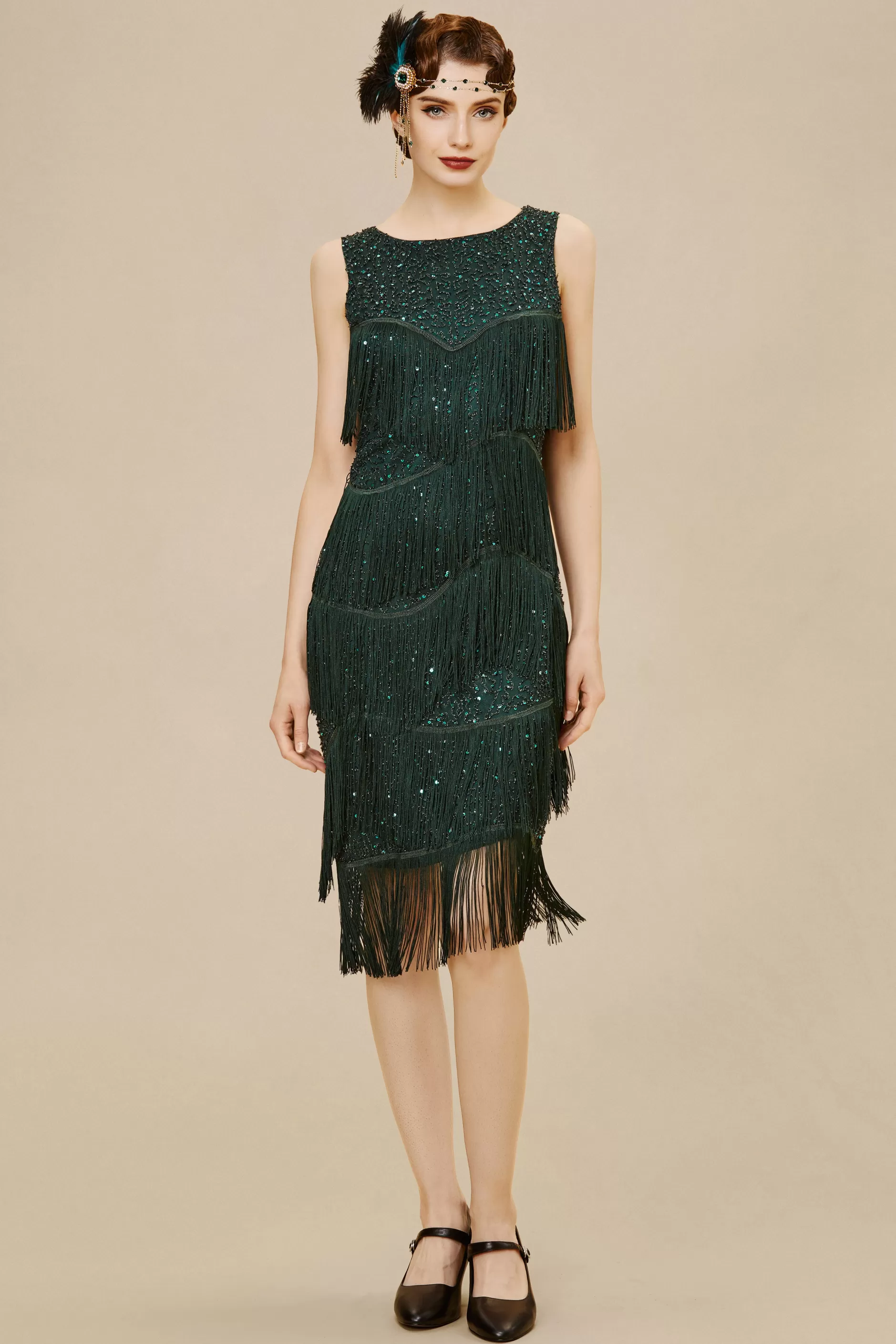 Glitter Tiered Fringe Bias Hem Dress-BABEYOND New