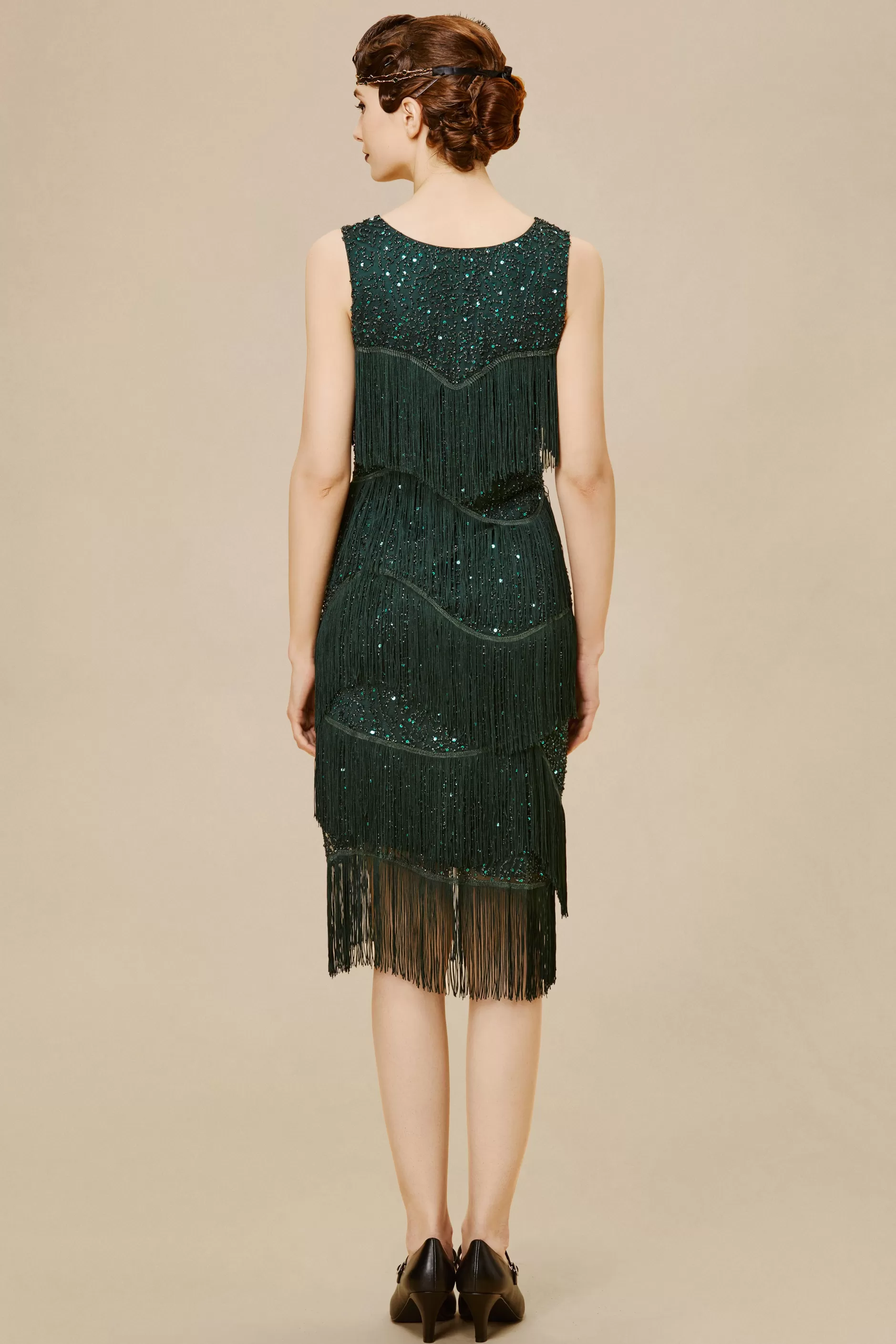 Glitter Tiered Fringe Bias Hem Dress-BABEYOND New