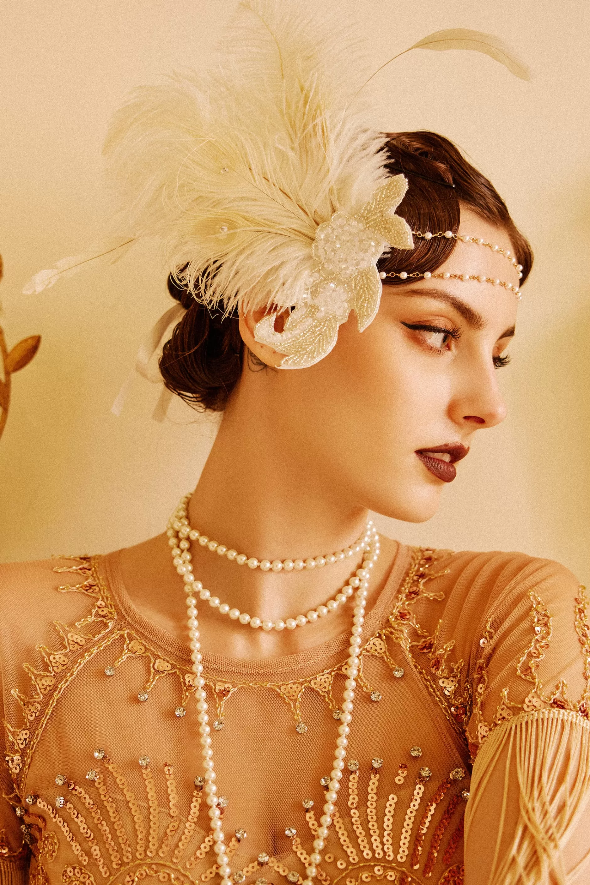 Gorgeous Beaded Feather Hairband-BABEYOND Sale