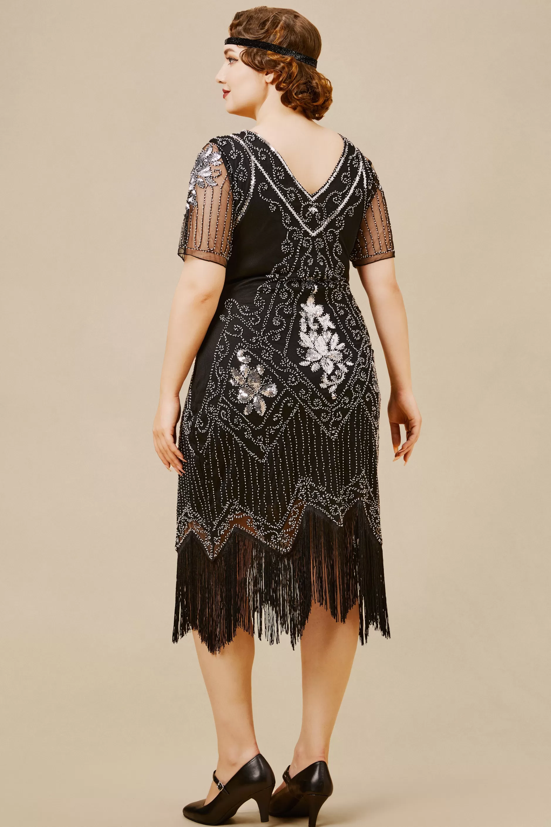 Irregular Fringe Gatsby Party Plus Dress-BABEYOND Sale