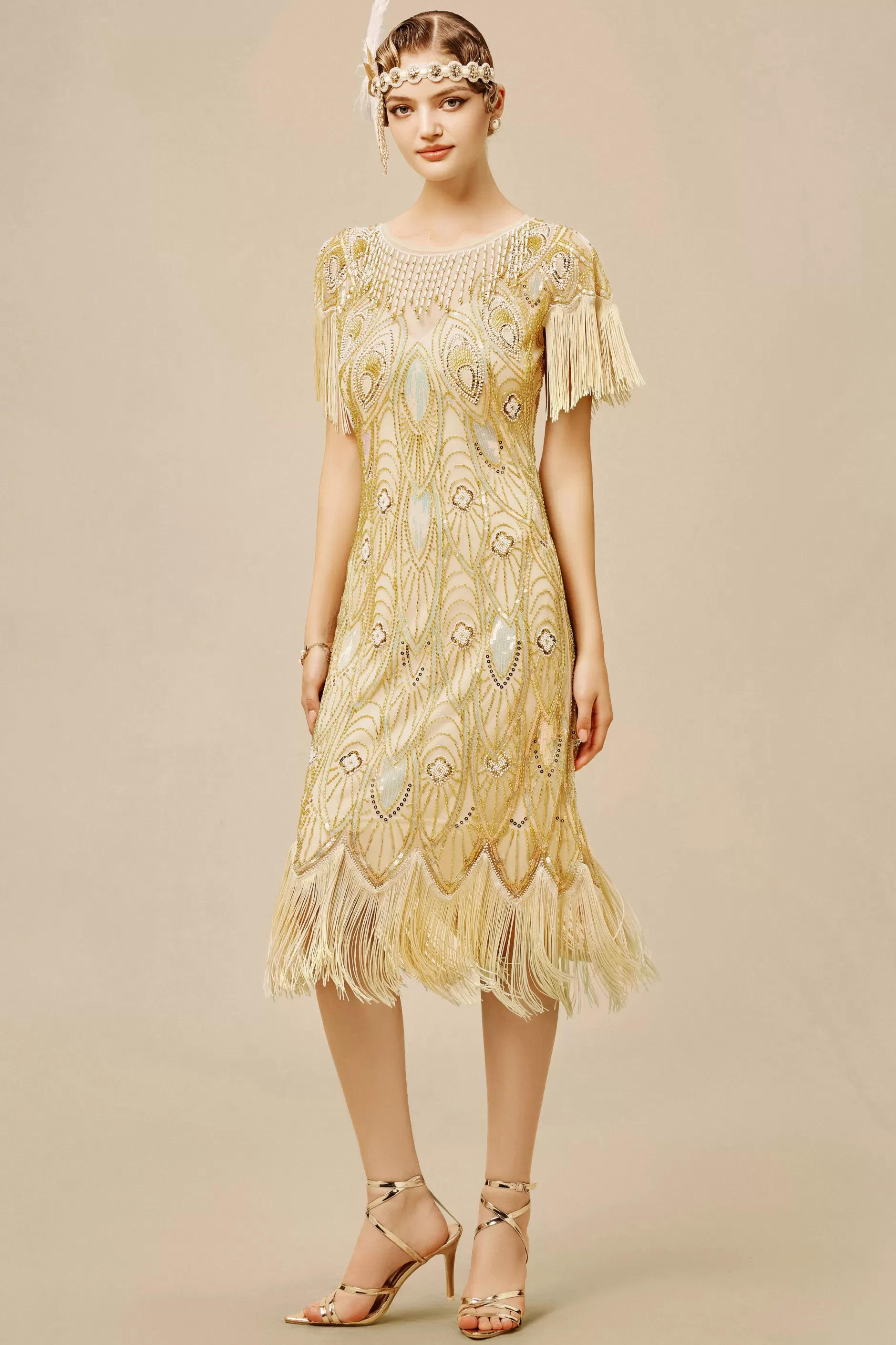 La Revue Negre Beaded Fringe Flapper Dress-BABEYOND Online