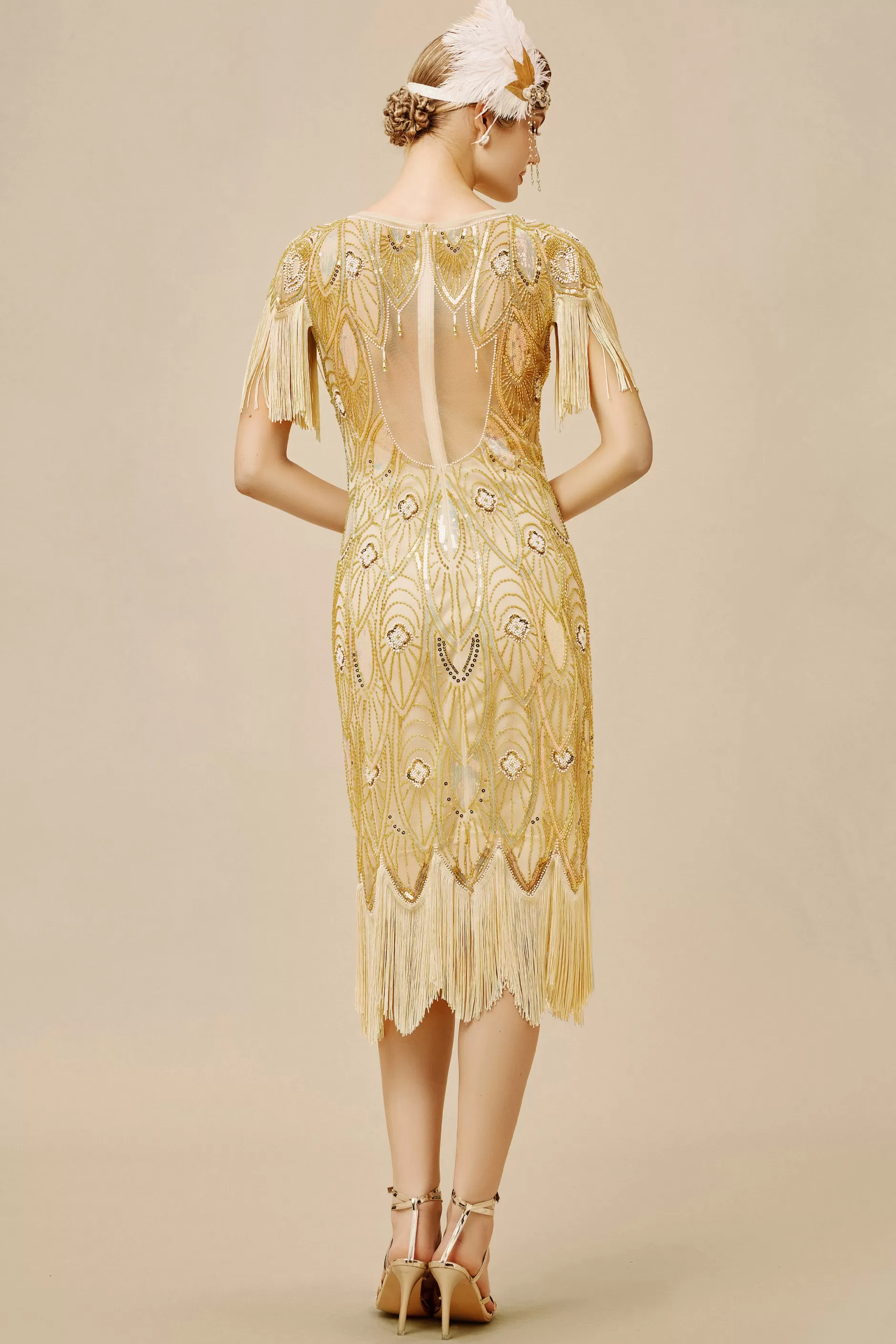 La Revue Negre Beaded Fringe Flapper Dress-BABEYOND Online