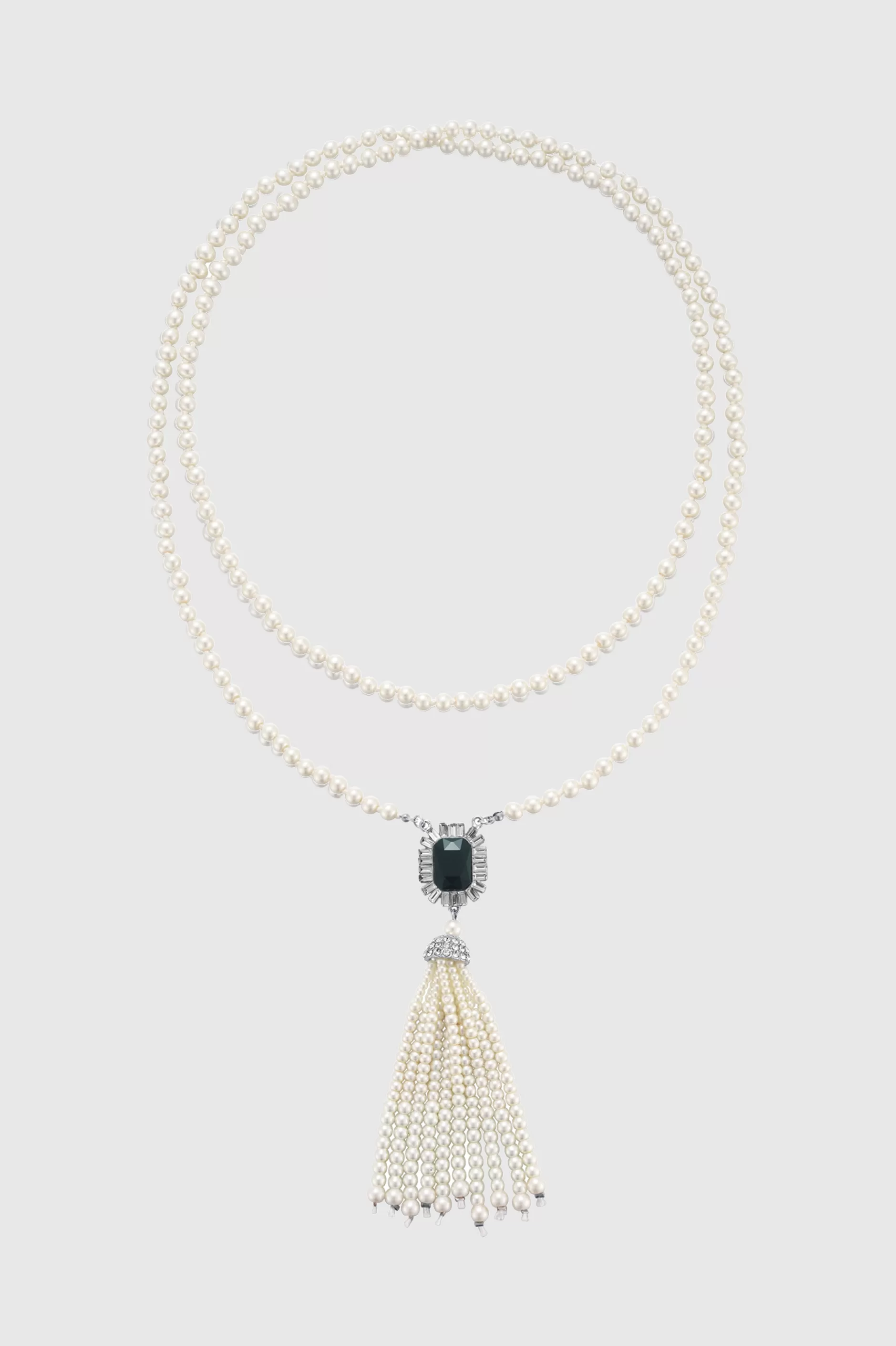 Luxurious Gem Pearl Tassel Necklace-BABEYOND Online