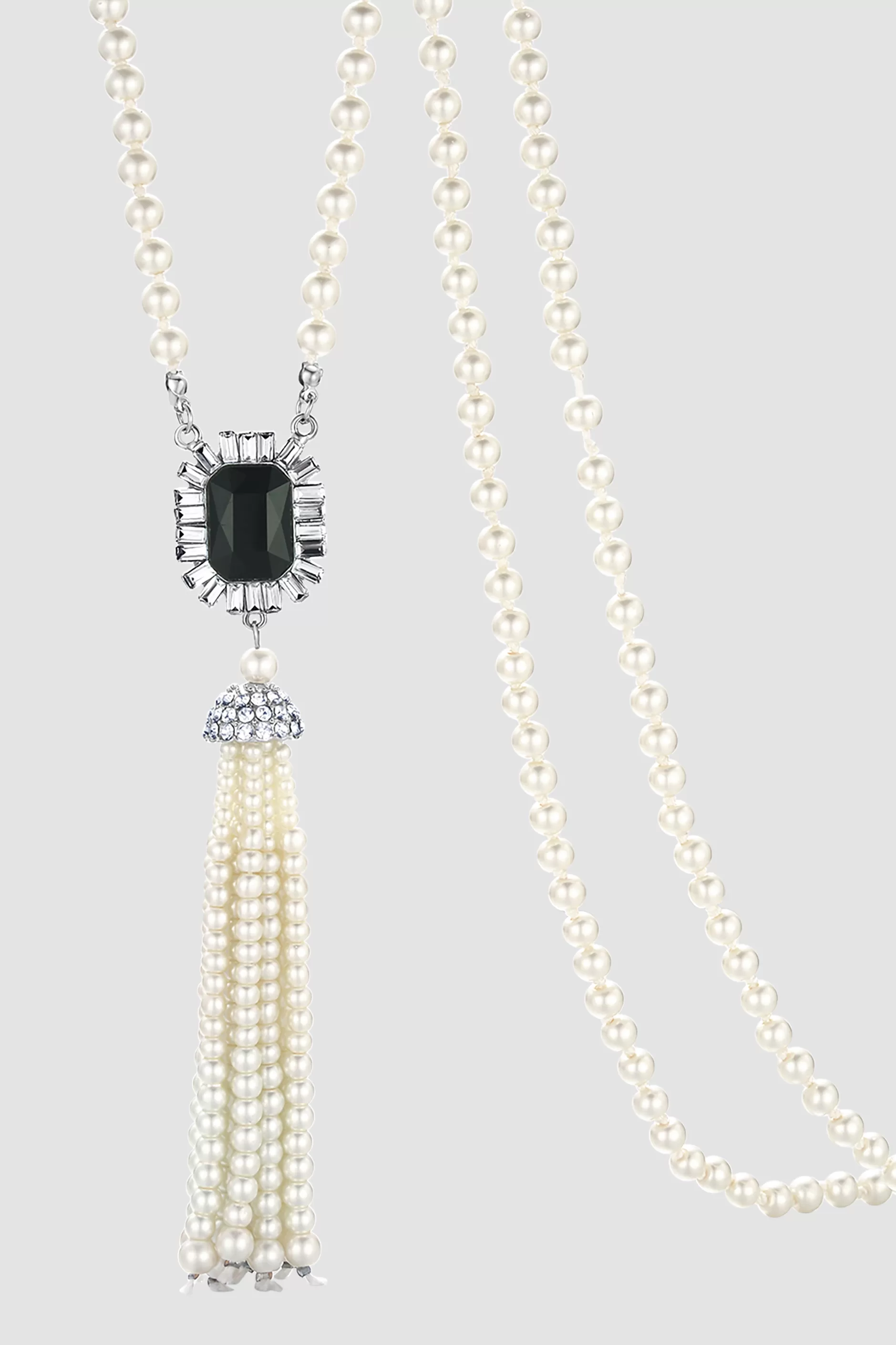 Luxurious Gem Pearl Tassel Necklace-BABEYOND Online