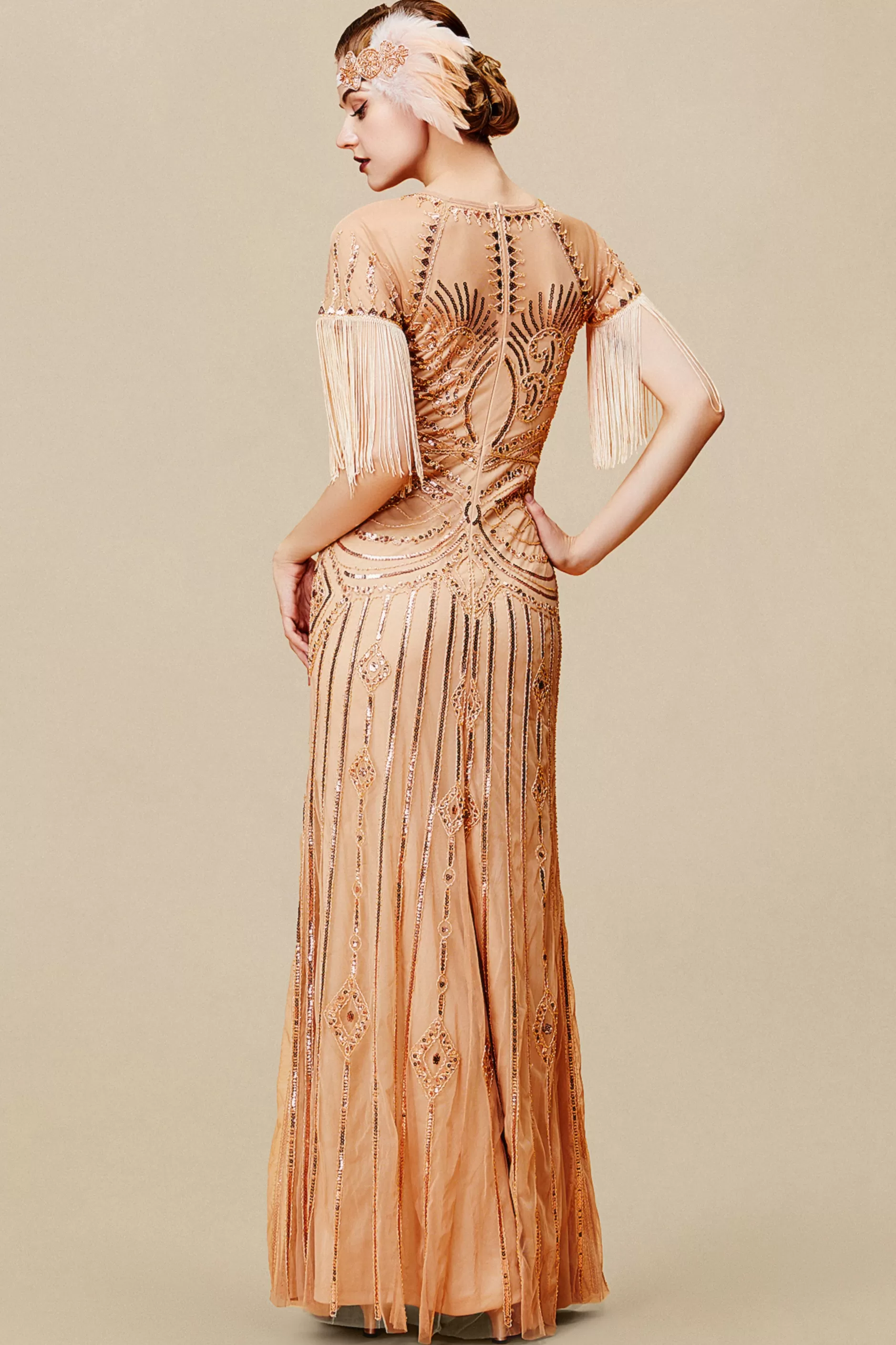Mermaid Hem Maxi Sequin Fringe Dress-BABEYOND New