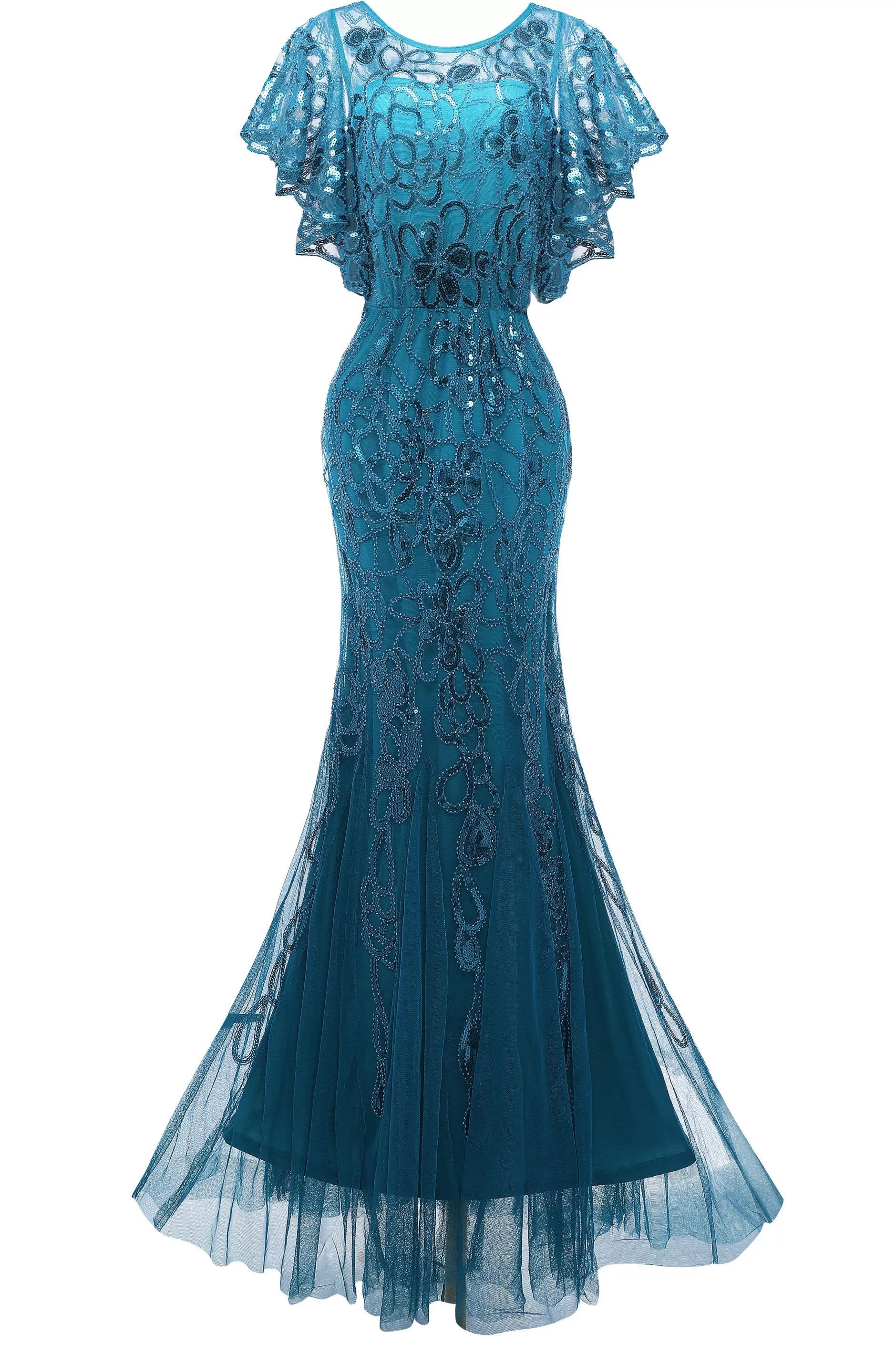 Mermaid Sequin Bodycon Gown Dress-BABEYOND Hot