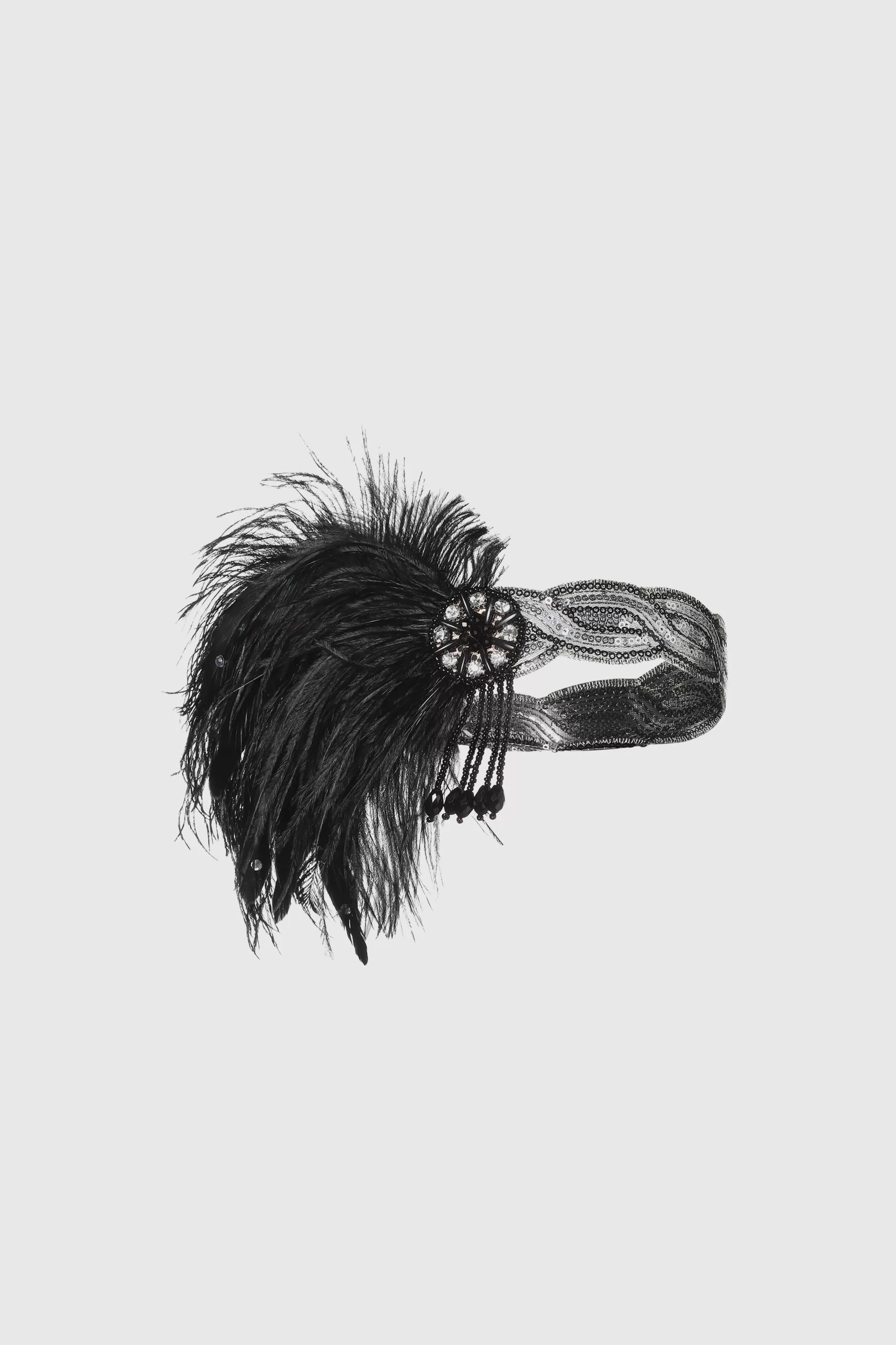 Ostrich Feather Sequin Headband-BABEYOND Cheap