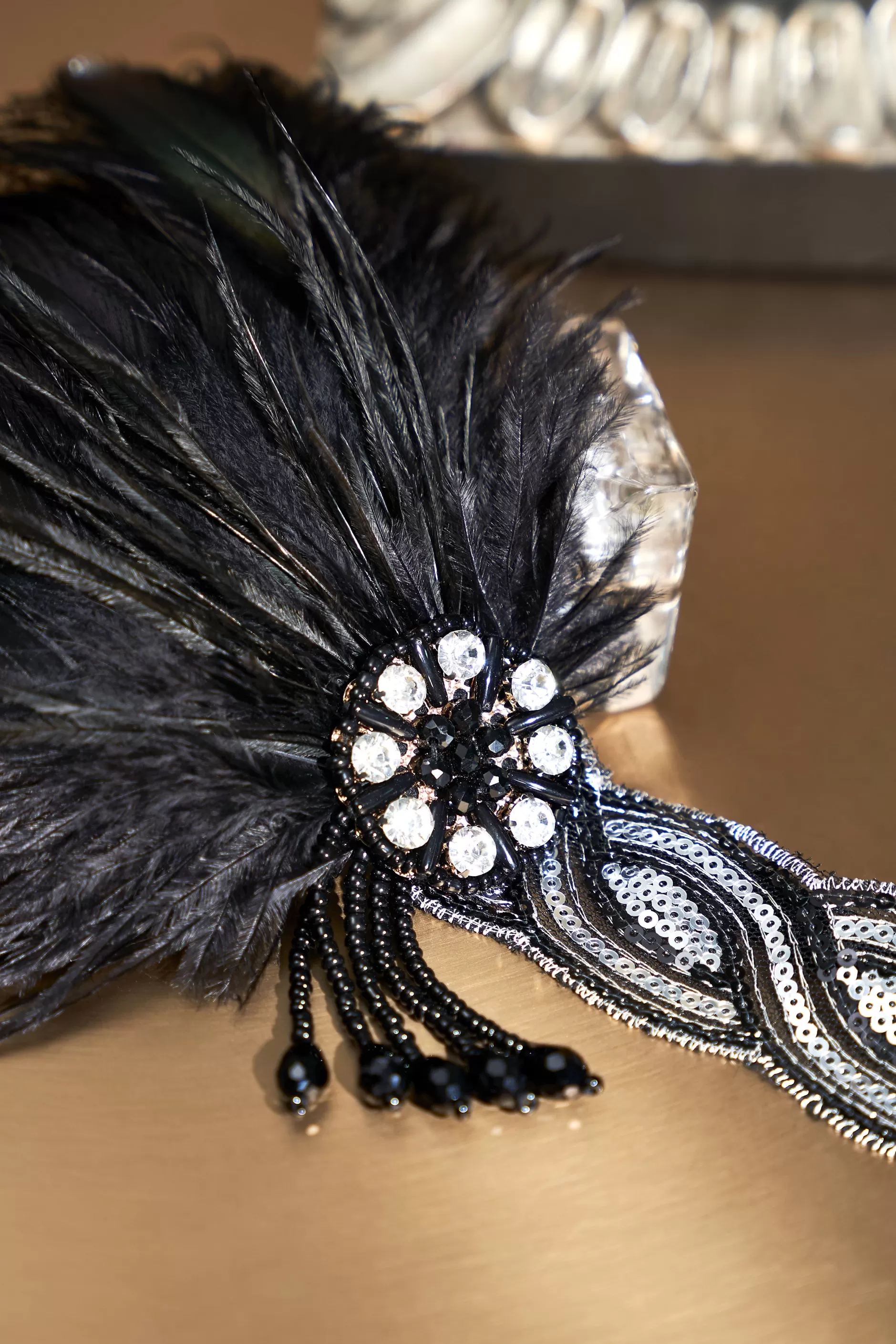 Ostrich Feather Sequin Headband-BABEYOND Cheap