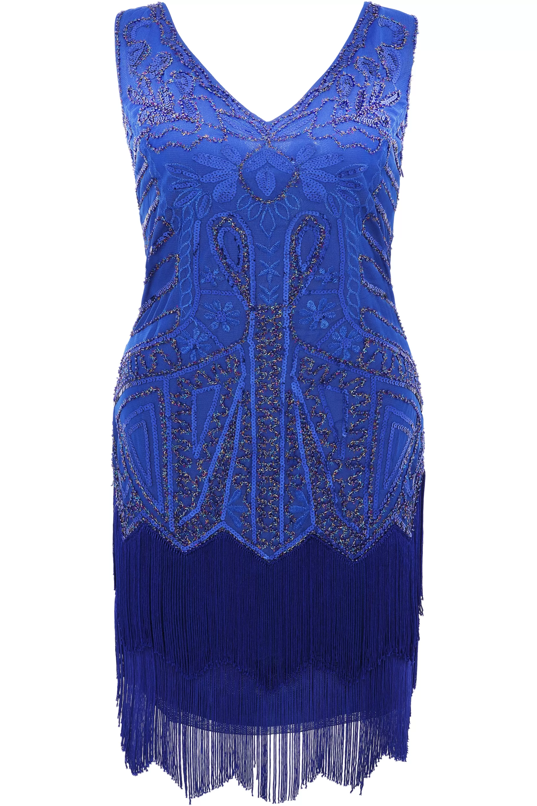 Paisley Art Deco Flapper Plus Dress-BABEYOND Clearance