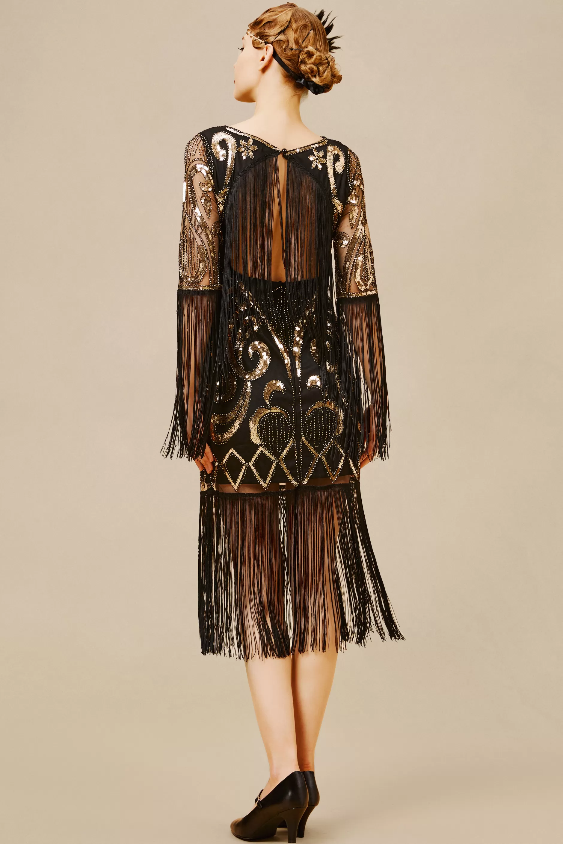Paisley Cut-Out Backless Fringe Dress-BABEYOND Sale