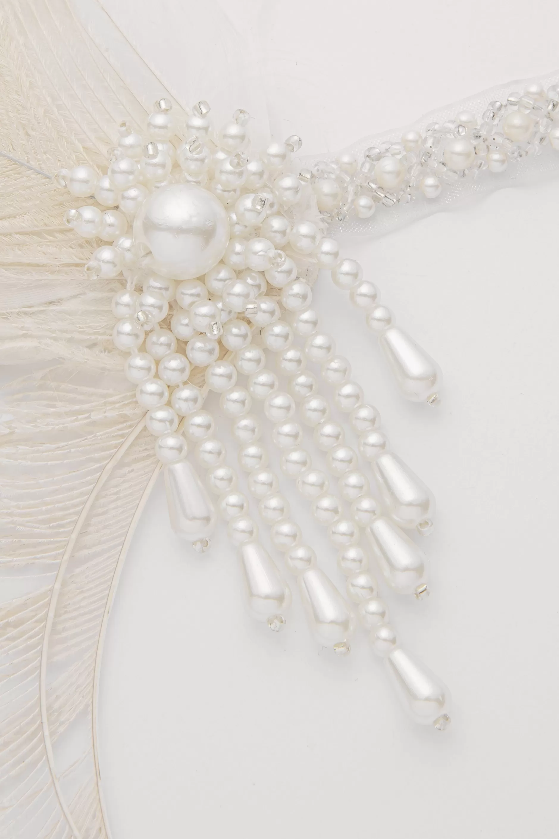 Peacock Feather Pearl Tassel Headpiece-BABEYOND Fashion
