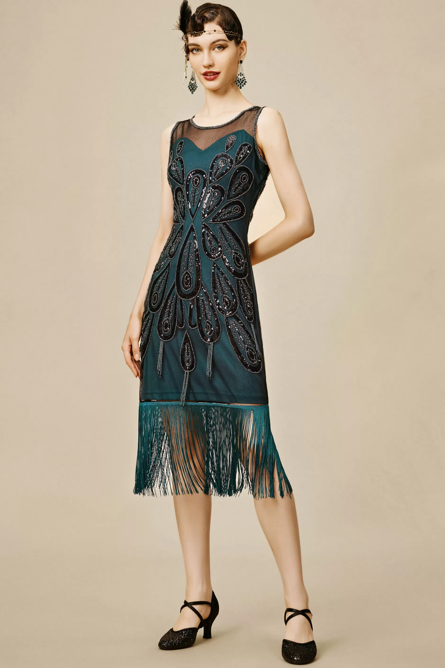 Peacock Tassel Flapper Dress-BABEYOND Best Sale