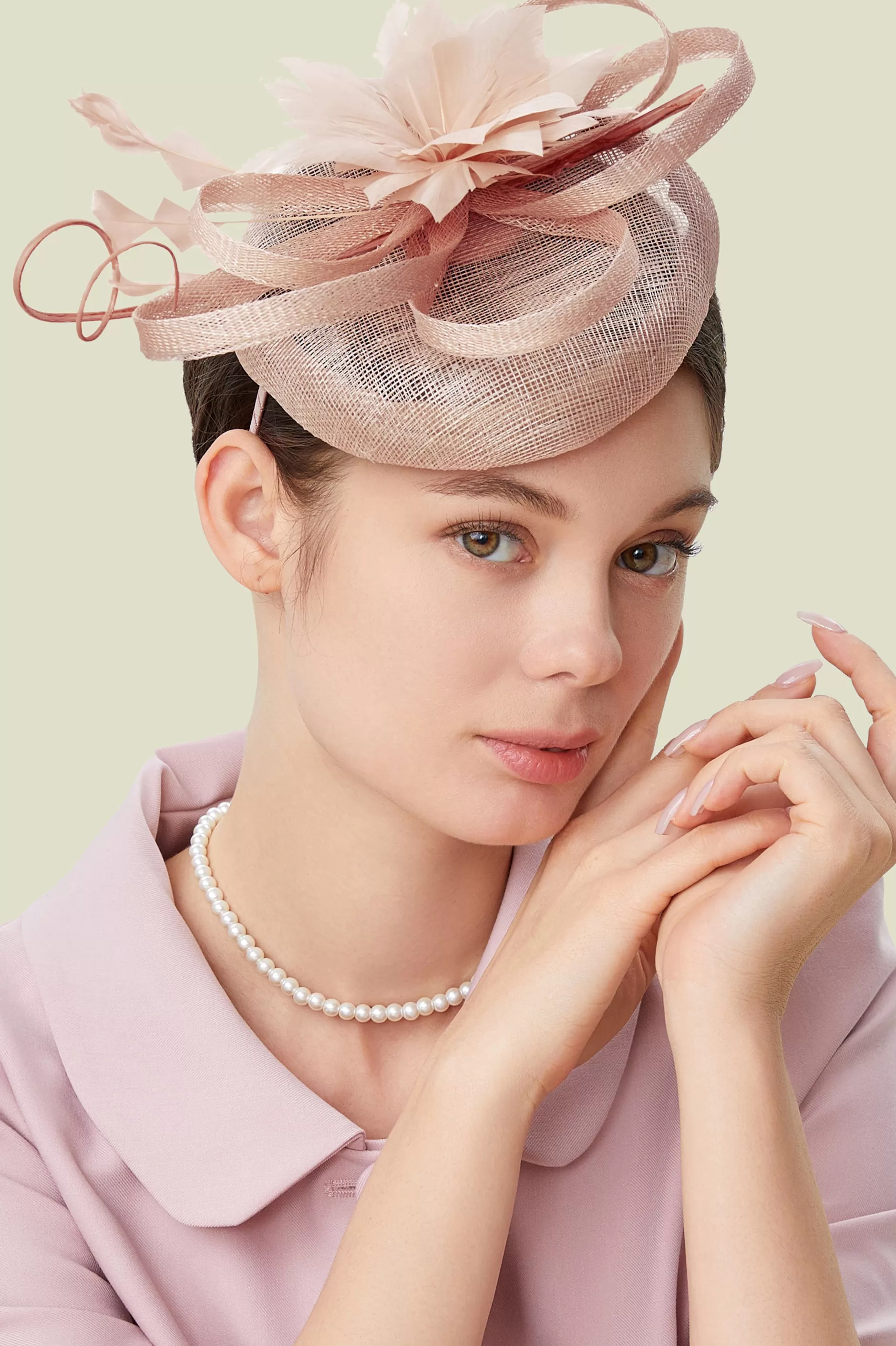 Pillbox Cambric Feather Fascinator-BABEYOND New
