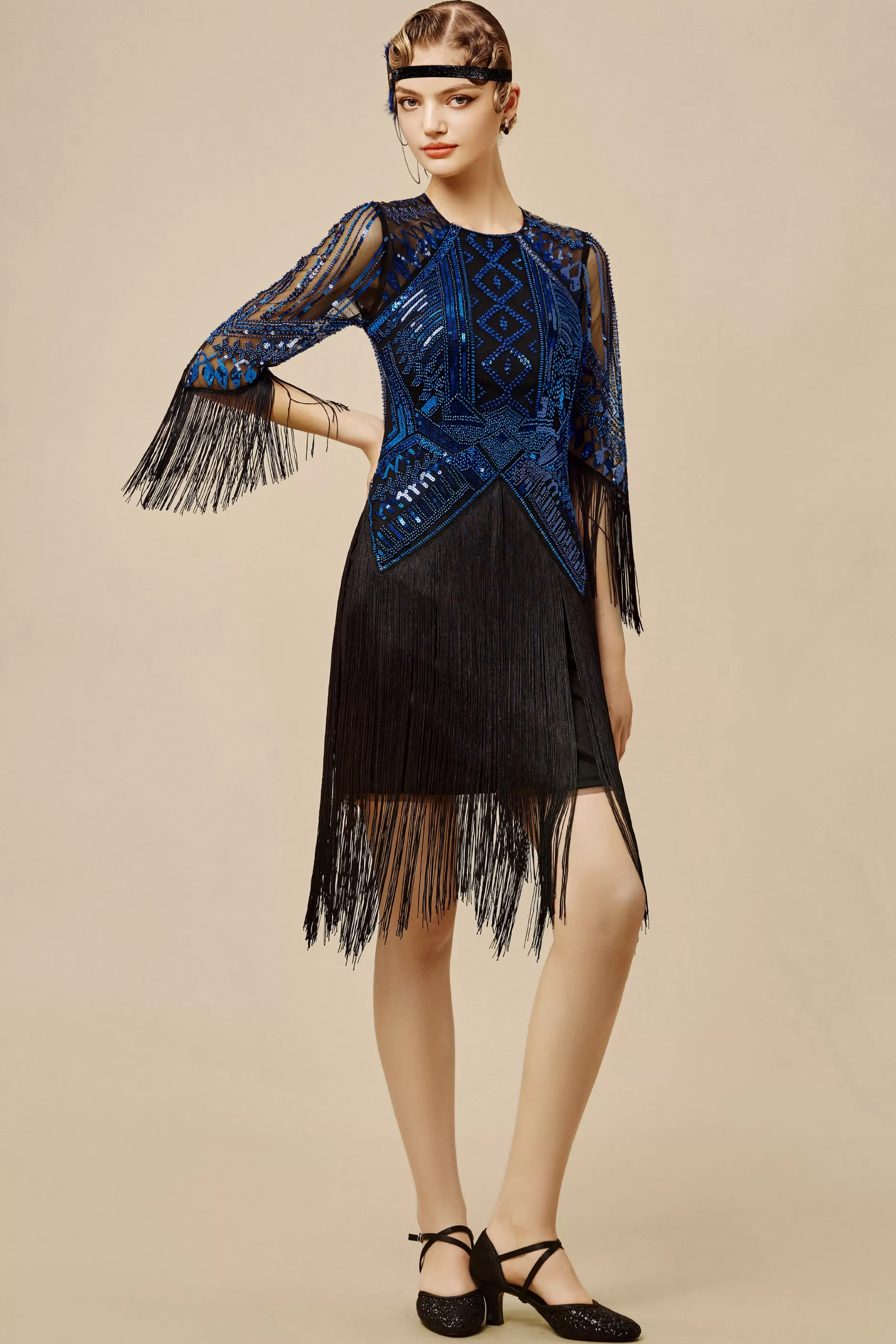 Princesse Tam Tam Art Deco Fringe Flapper Dress-BABEYOND Cheap