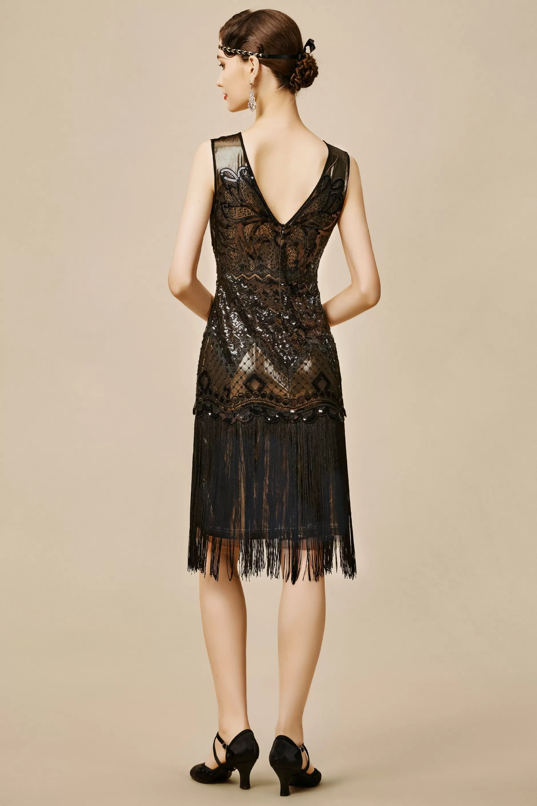 Princesse Tam Tam Sequins Fringe Flapper Dress-BABEYOND Cheap