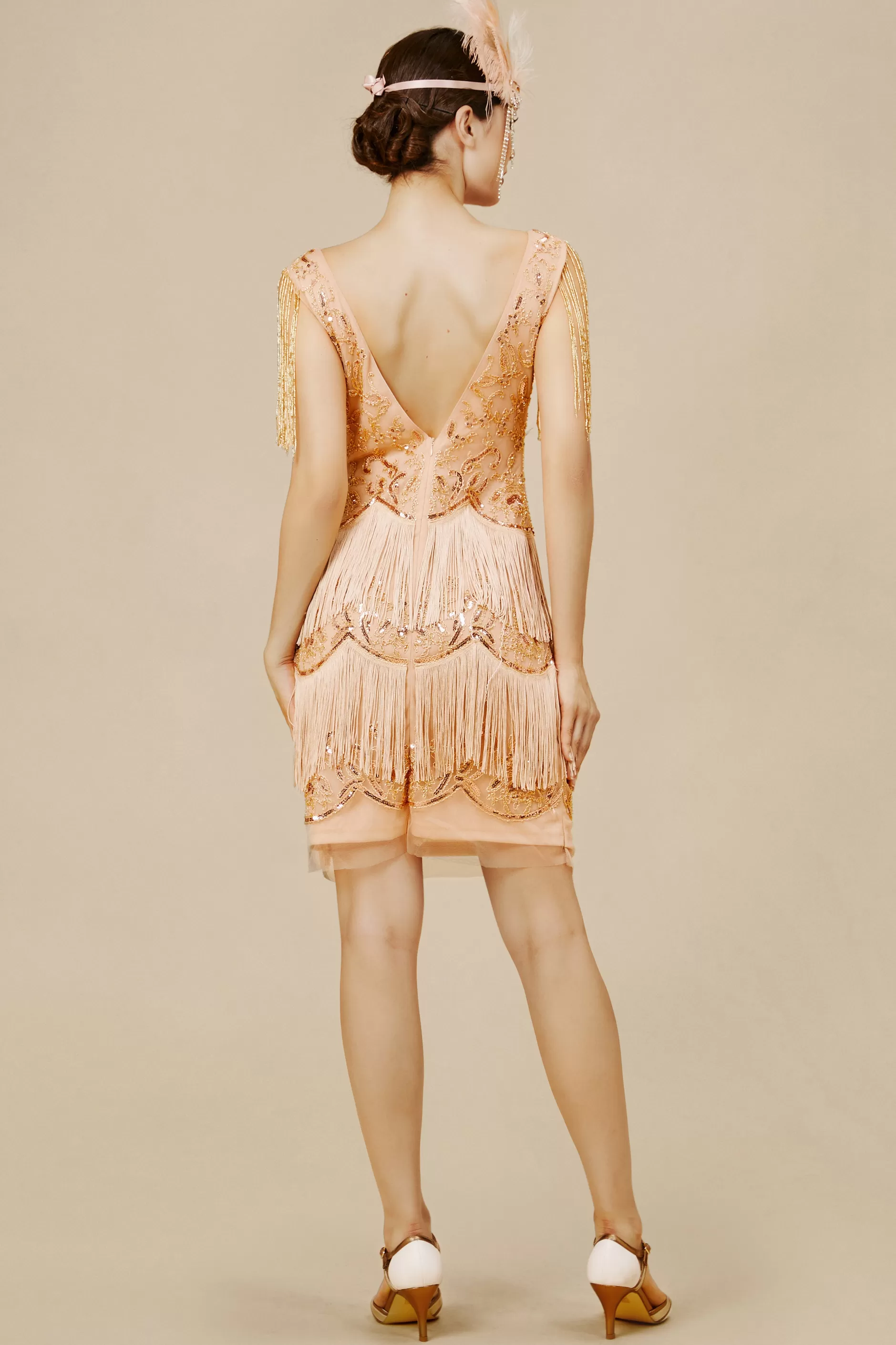 Retro Fringe Sleeve Sequin Mini Dress-BABEYOND New