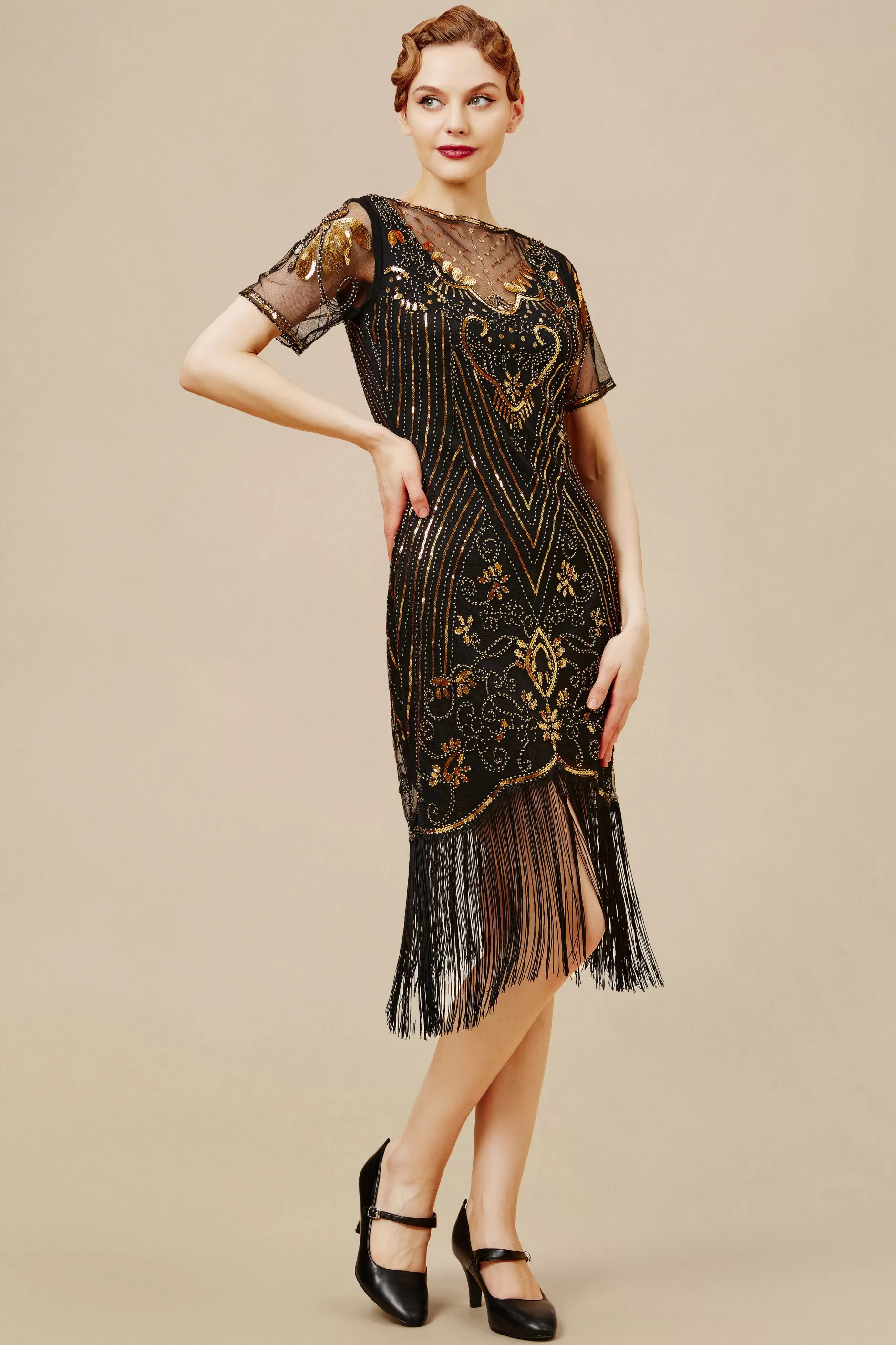 Retro Glorious Paisley Fringe Flapper Dress-BABEYOND Fashion