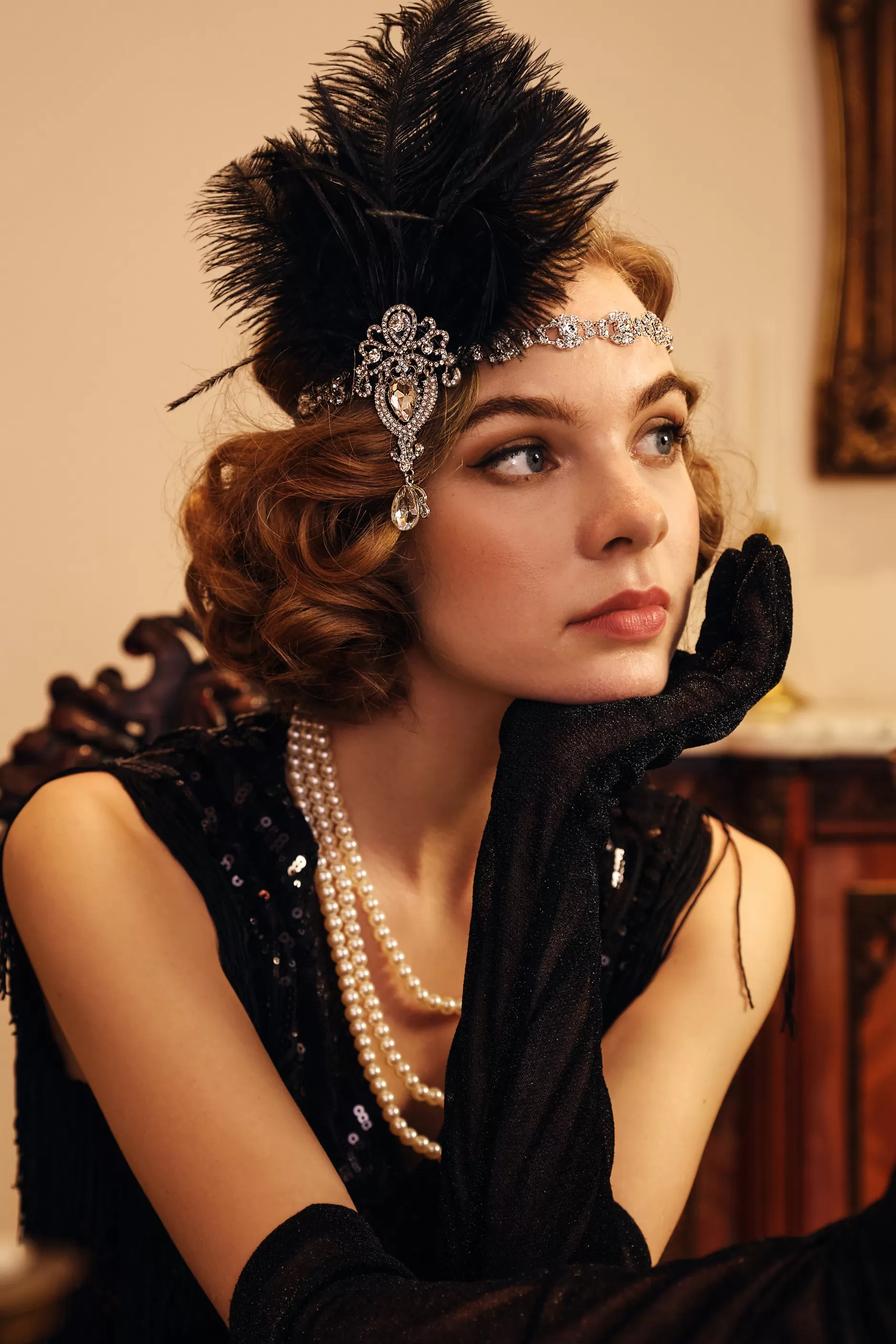 Retro Ostrich Feather Headband-BABEYOND Online