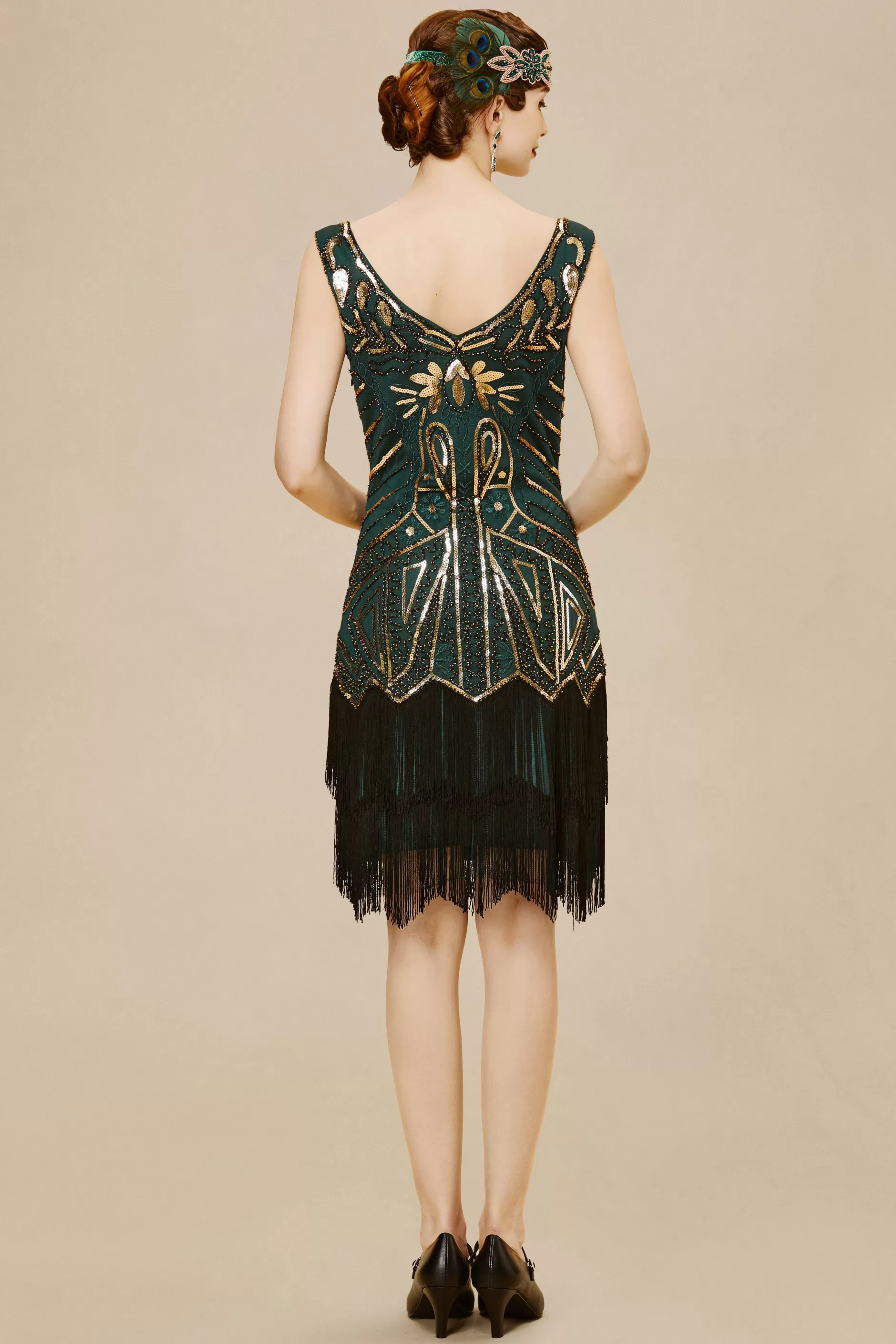 Retro Paisley Art Deco Flapper Dress-BABEYOND Fashion