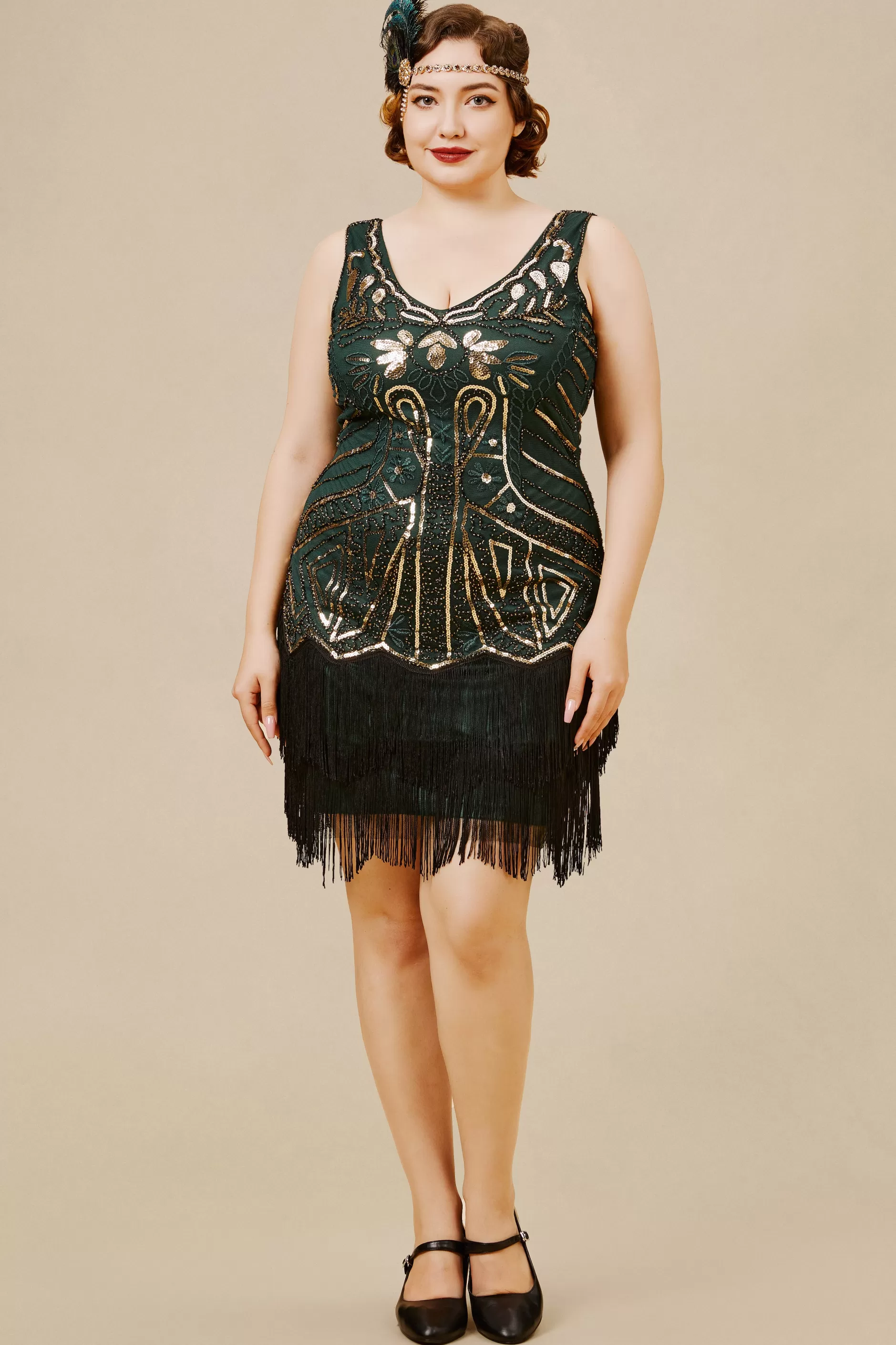 Retro Paisley Art Deco Party Plus Dress-BABEYOND Clearance
