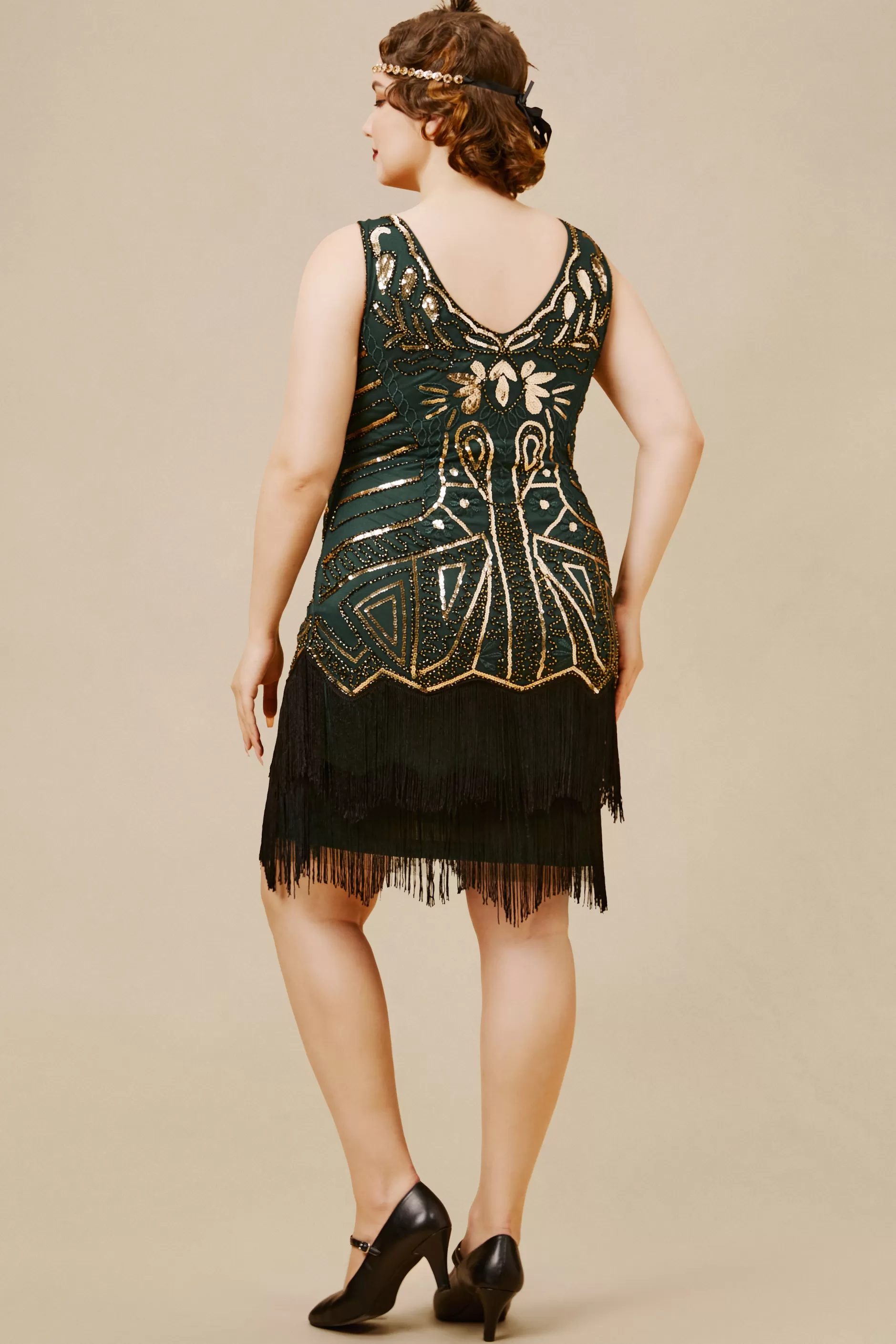 Retro Paisley Art Deco Party Plus Dress-BABEYOND Clearance