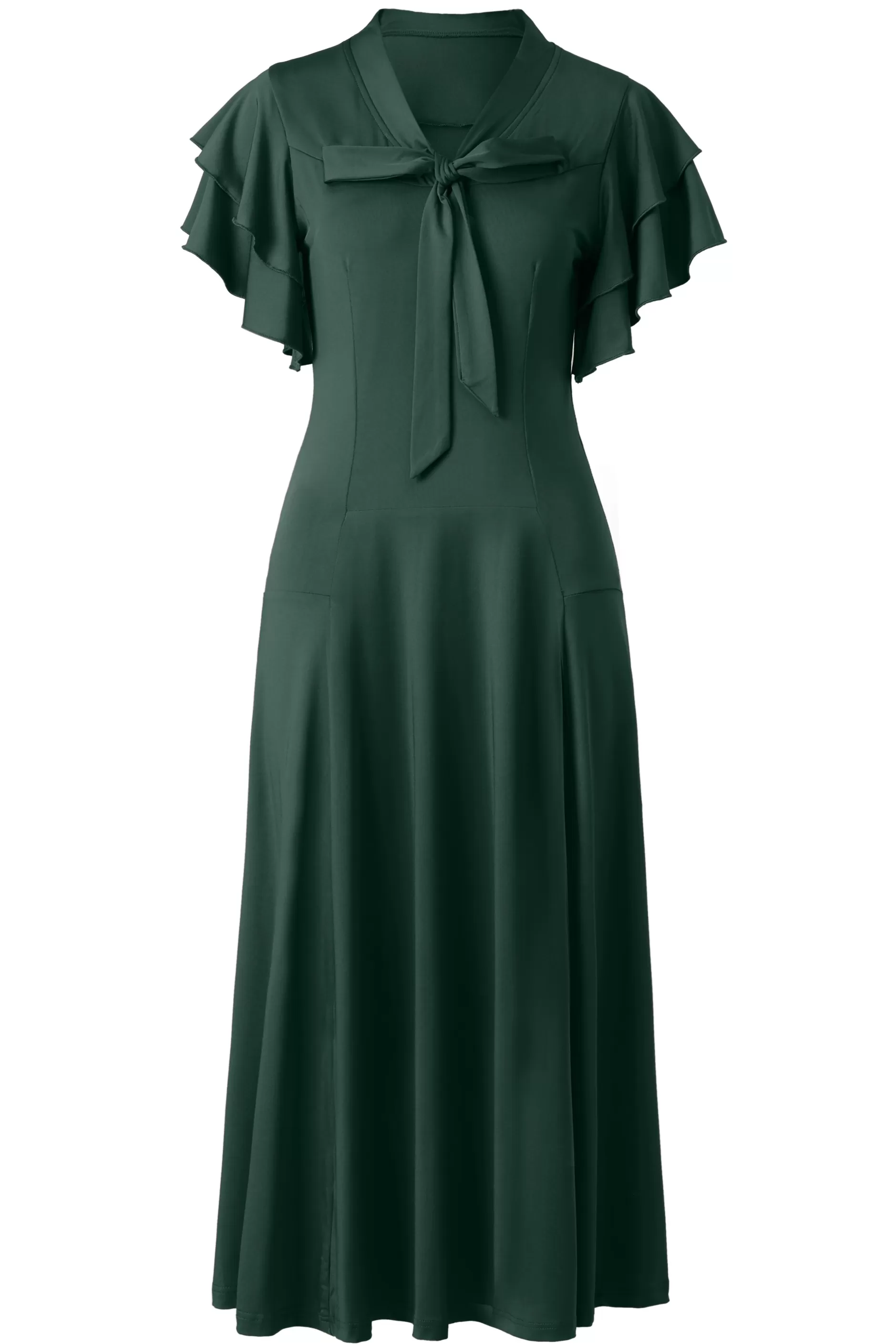 Retro Tie Neck Midi Ruffle Dress-BABEYOND New