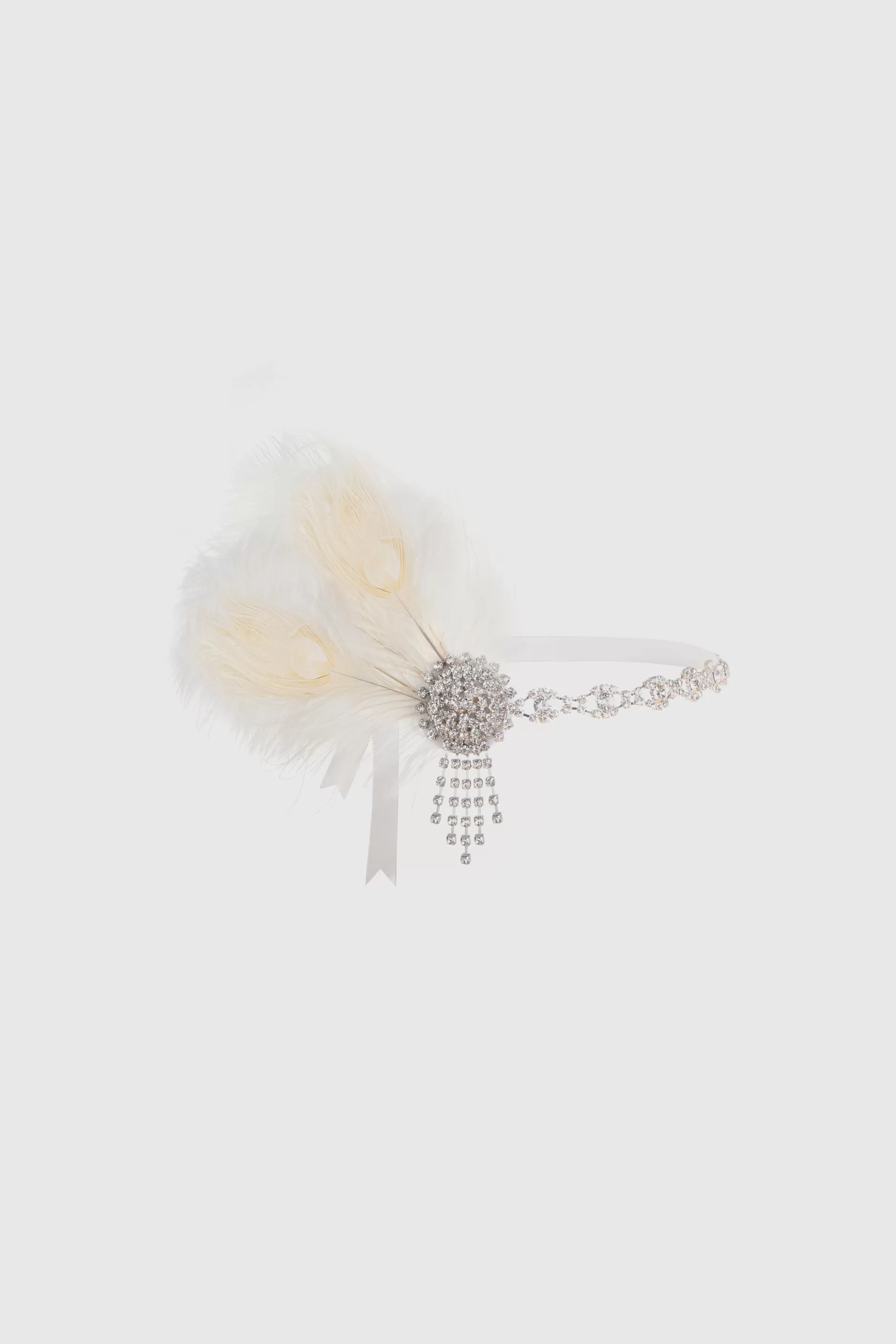 Rhinestone Chain Feather Headpiece-BABEYOND Best