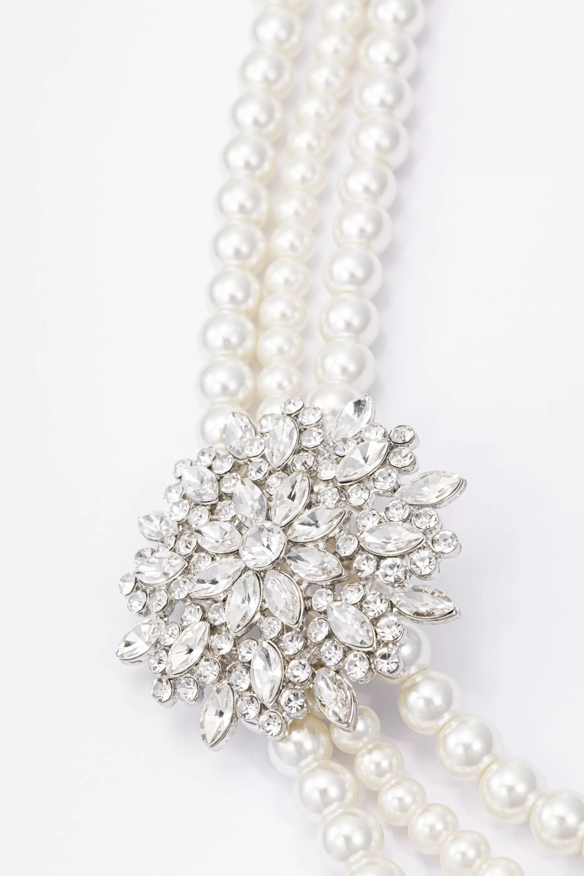 Rhinestone Floral Multi-Layer Pearl Necklace Set-BABEYOND Shop