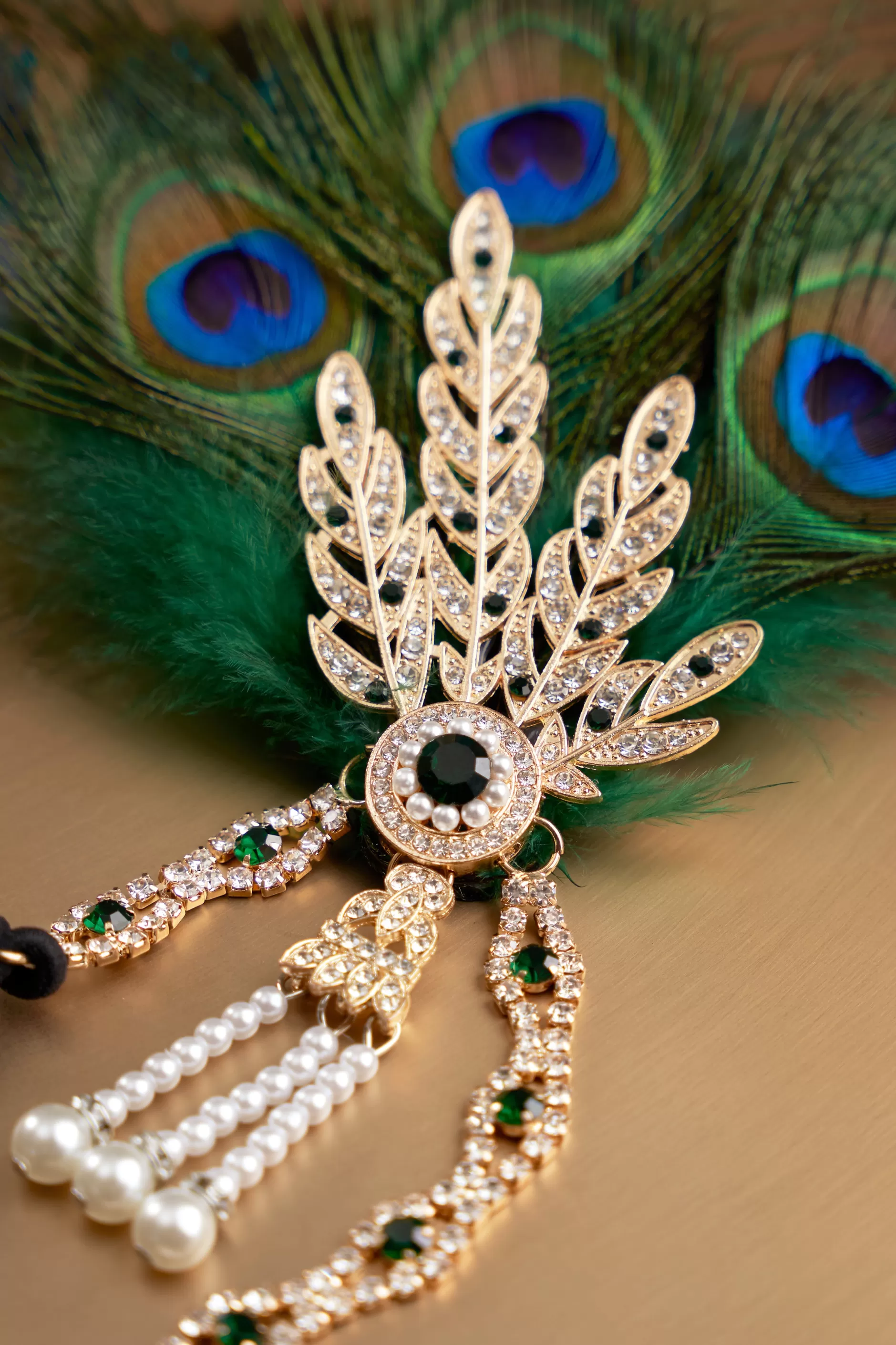 Rhinestone Leaf Feather Headpiece-BABEYOND Cheap
