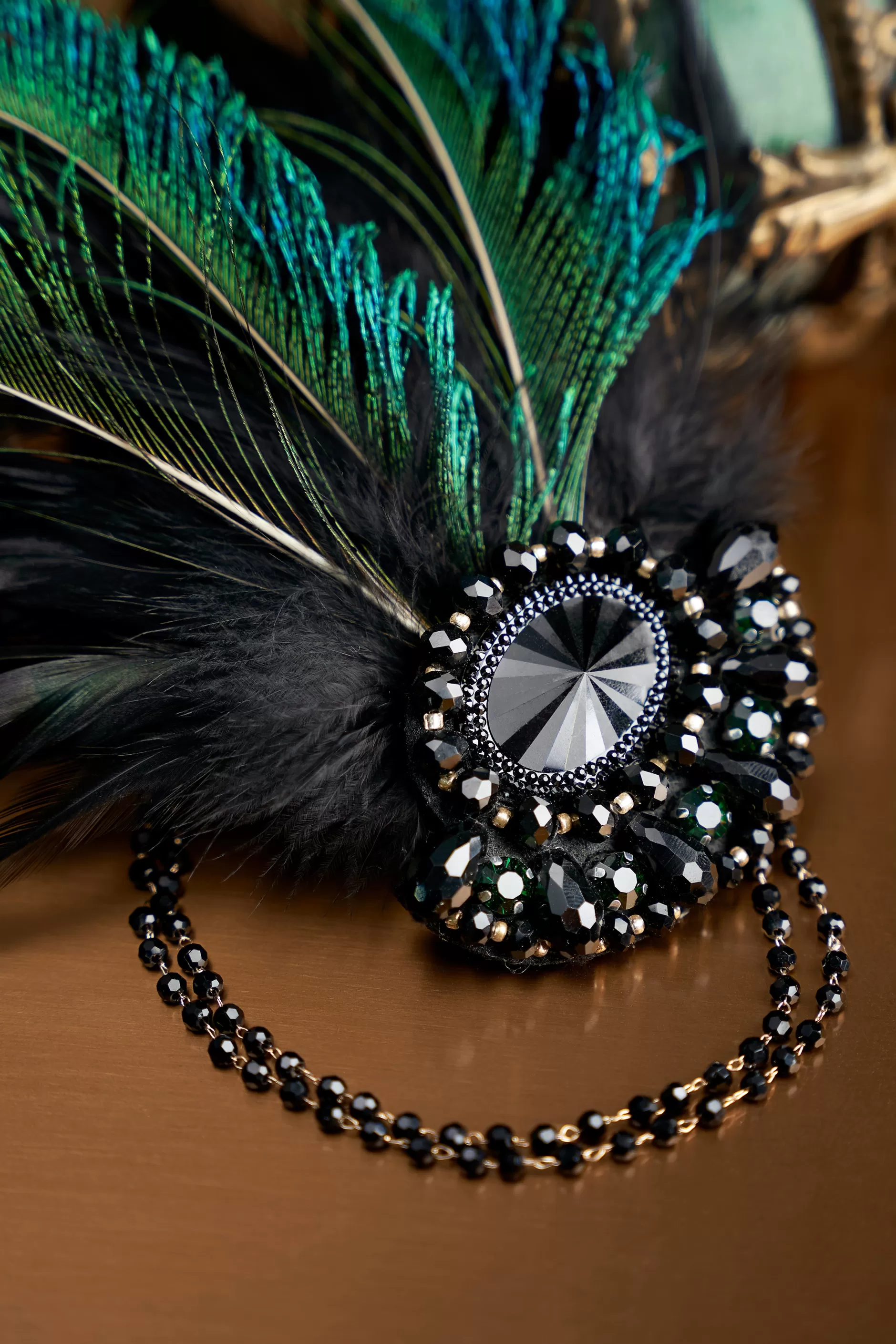 Rhinestone Peacock Feather Headband-BABEYOND Outlet