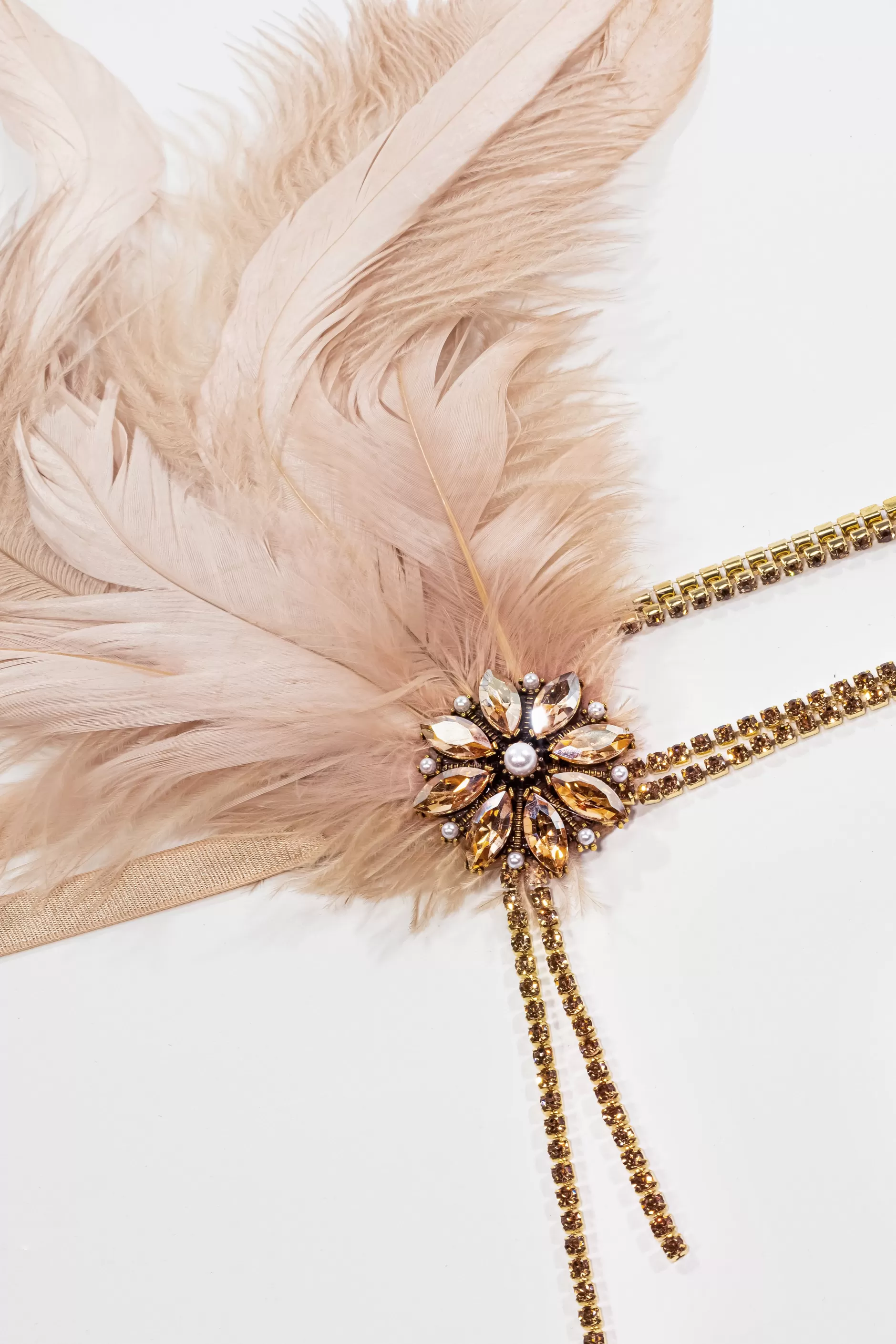 Rhinestone Studded Feather Headband-BABEYOND Fashion