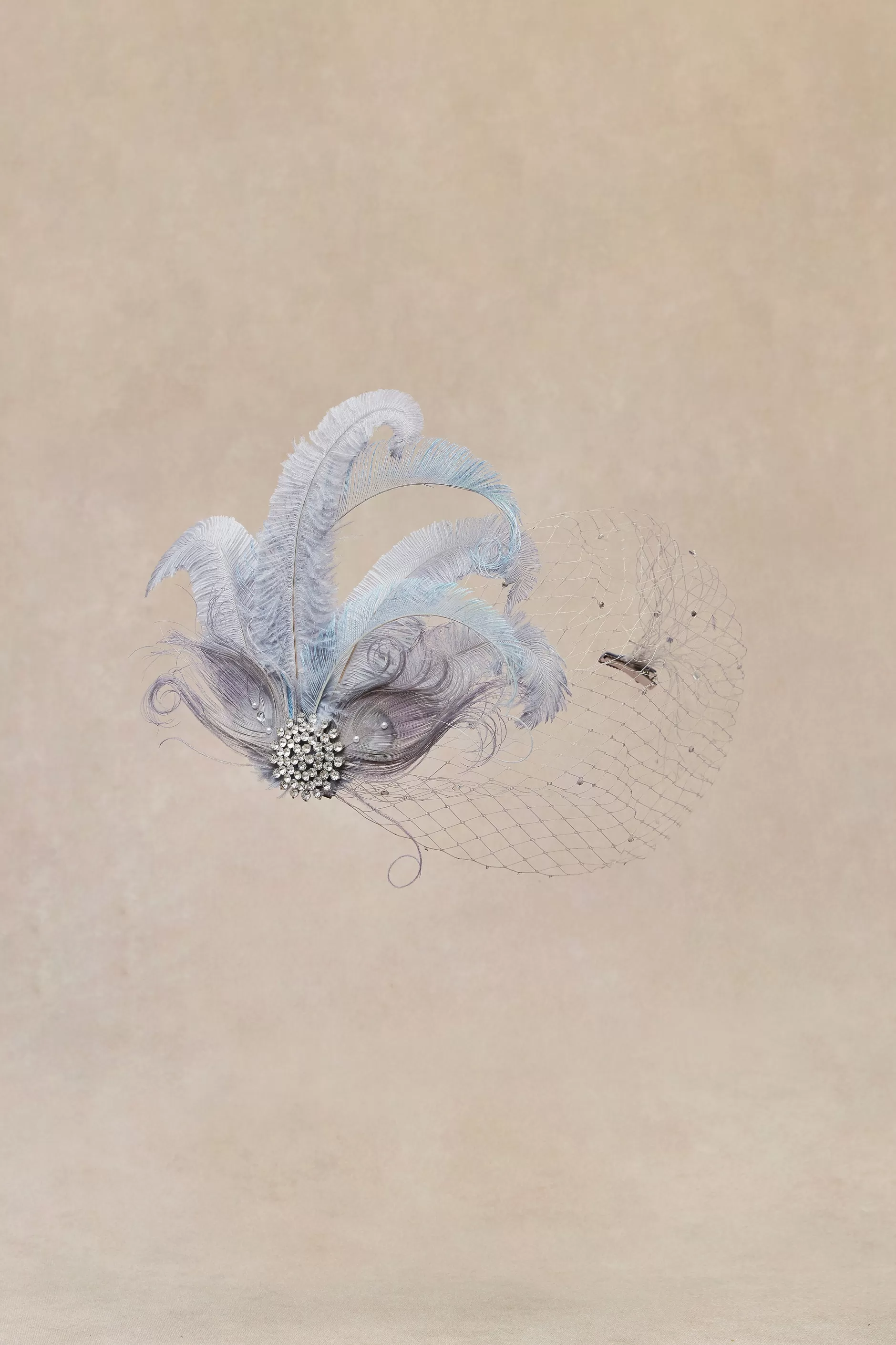 Rhinestone Studded Feather Veil Fascinator-BABEYOND Discount