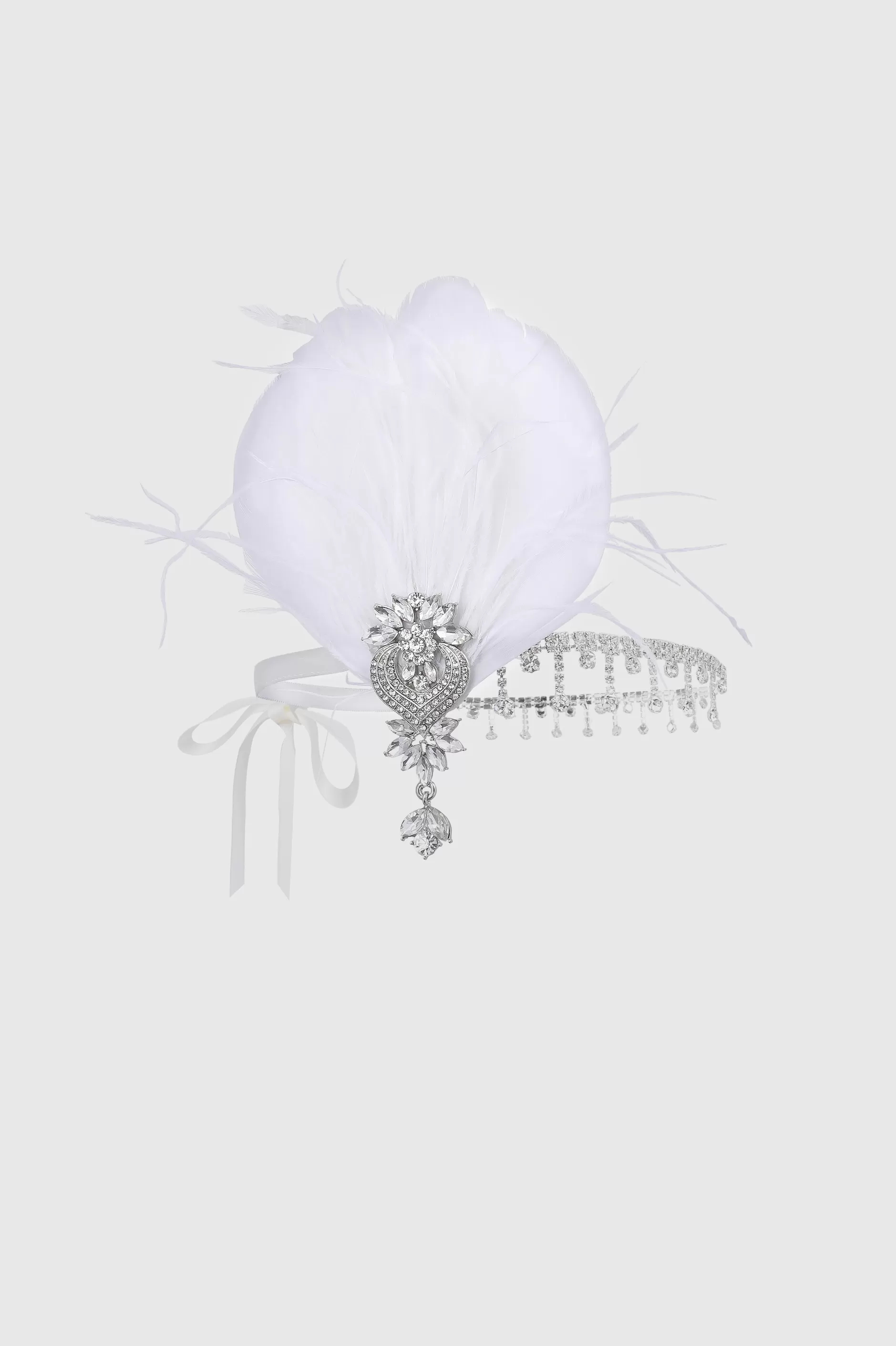 Rhinestone Studded Ostrich Feather Headband-BABEYOND Outlet