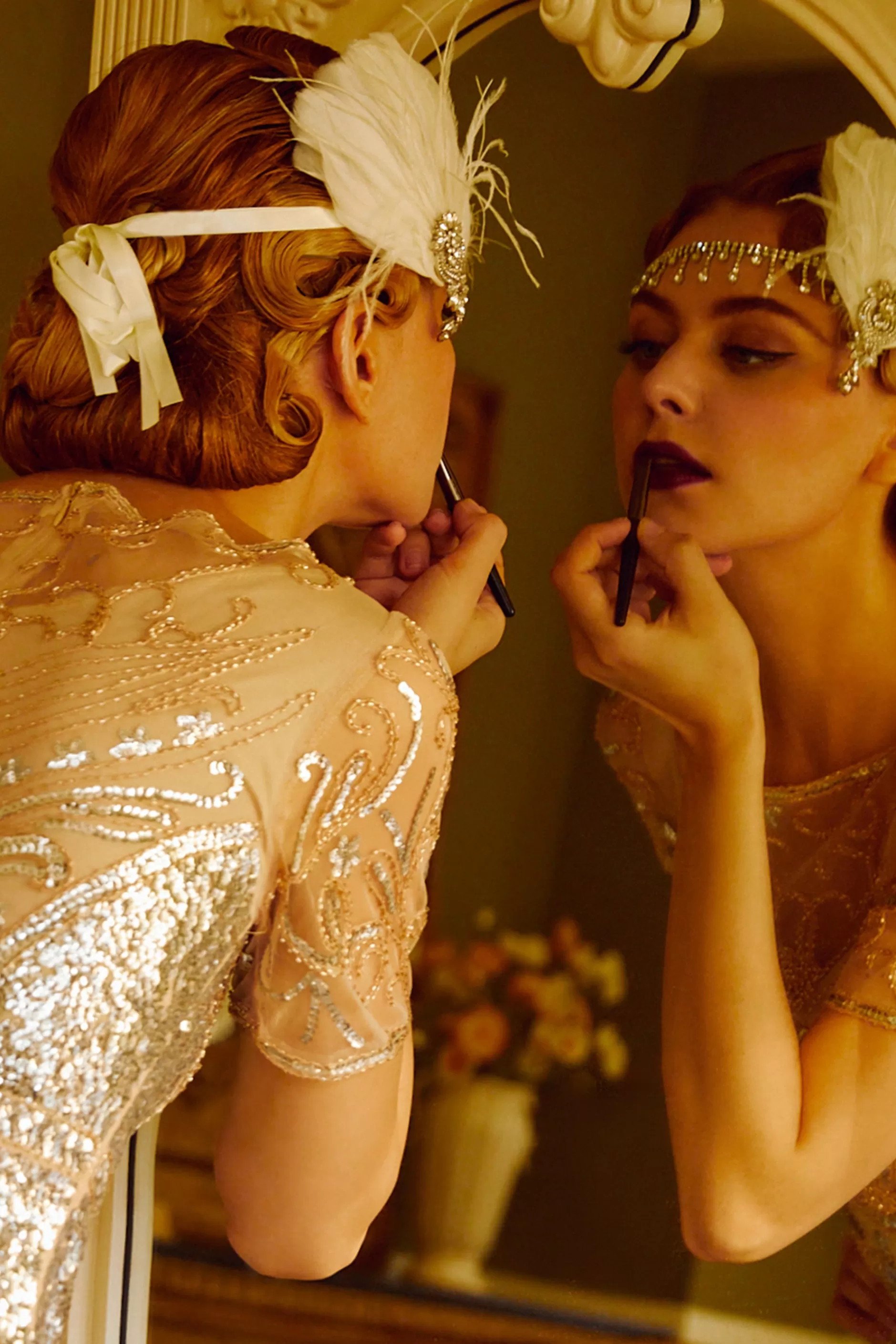 Rhinestone Studded Ostrich Feather Headband-BABEYOND Outlet