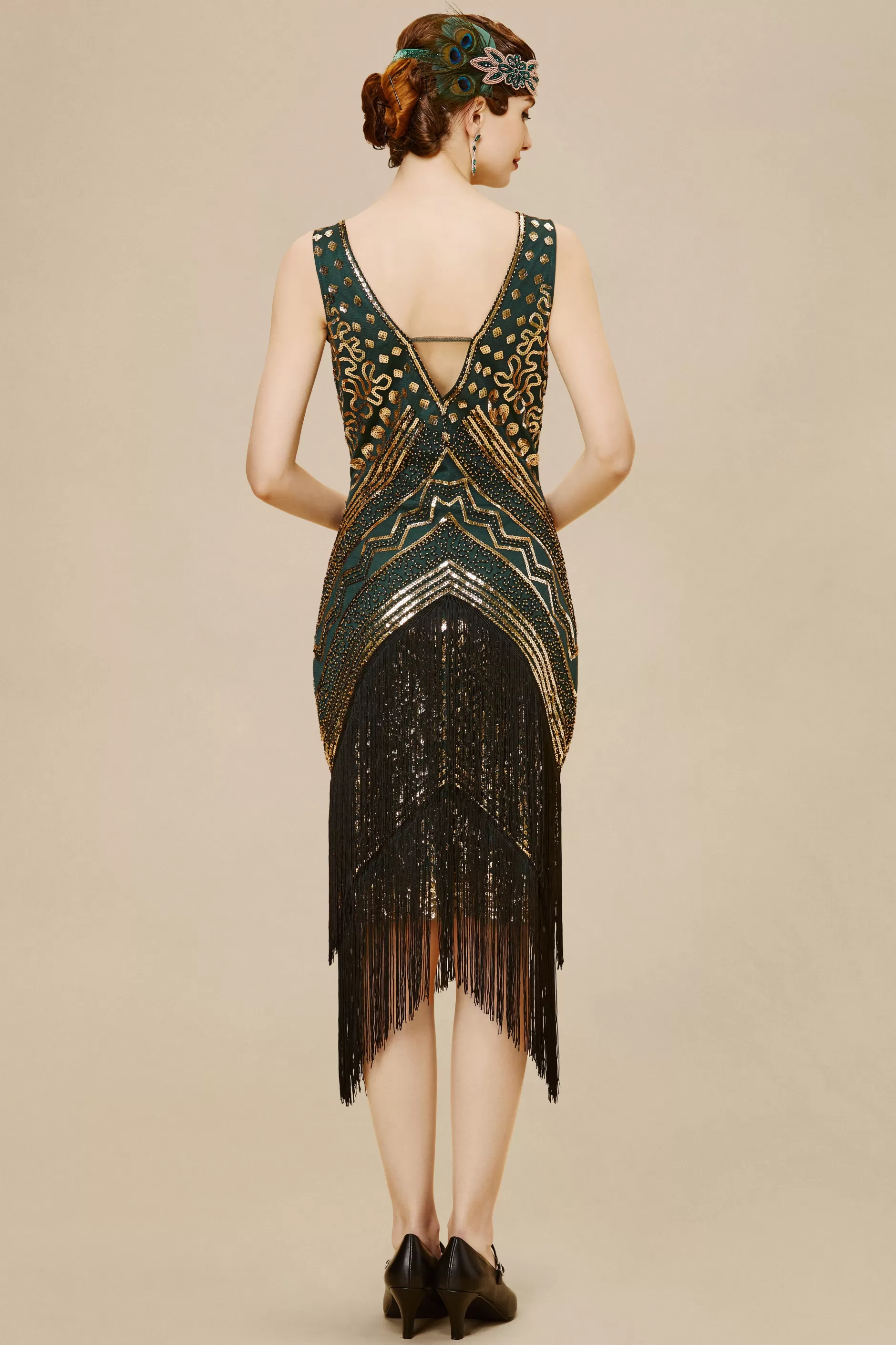 Rolling 20S Deep V-Neck Prom Dress-BABEYOND Best Sale