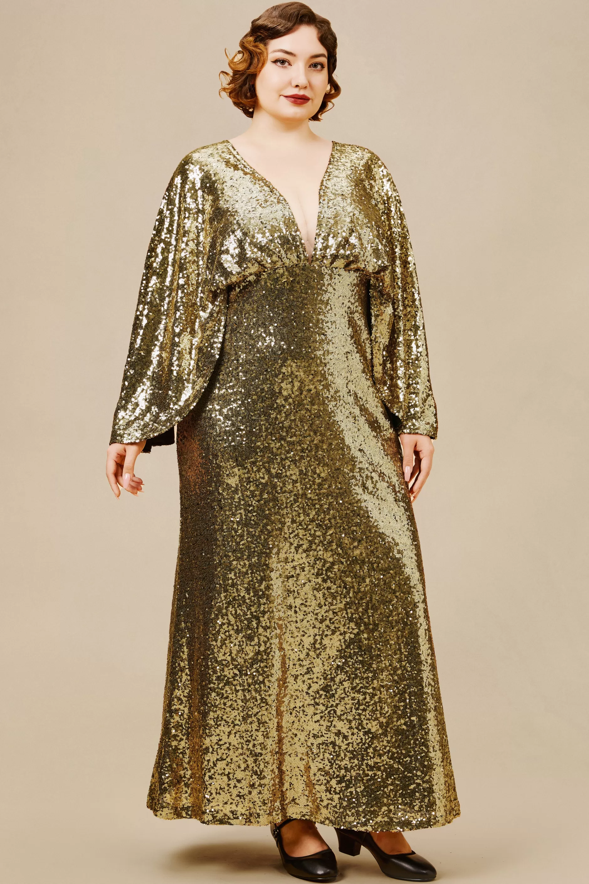 Scoop Neck Angel Sleeve Plus Dress-BABEYOND Sale