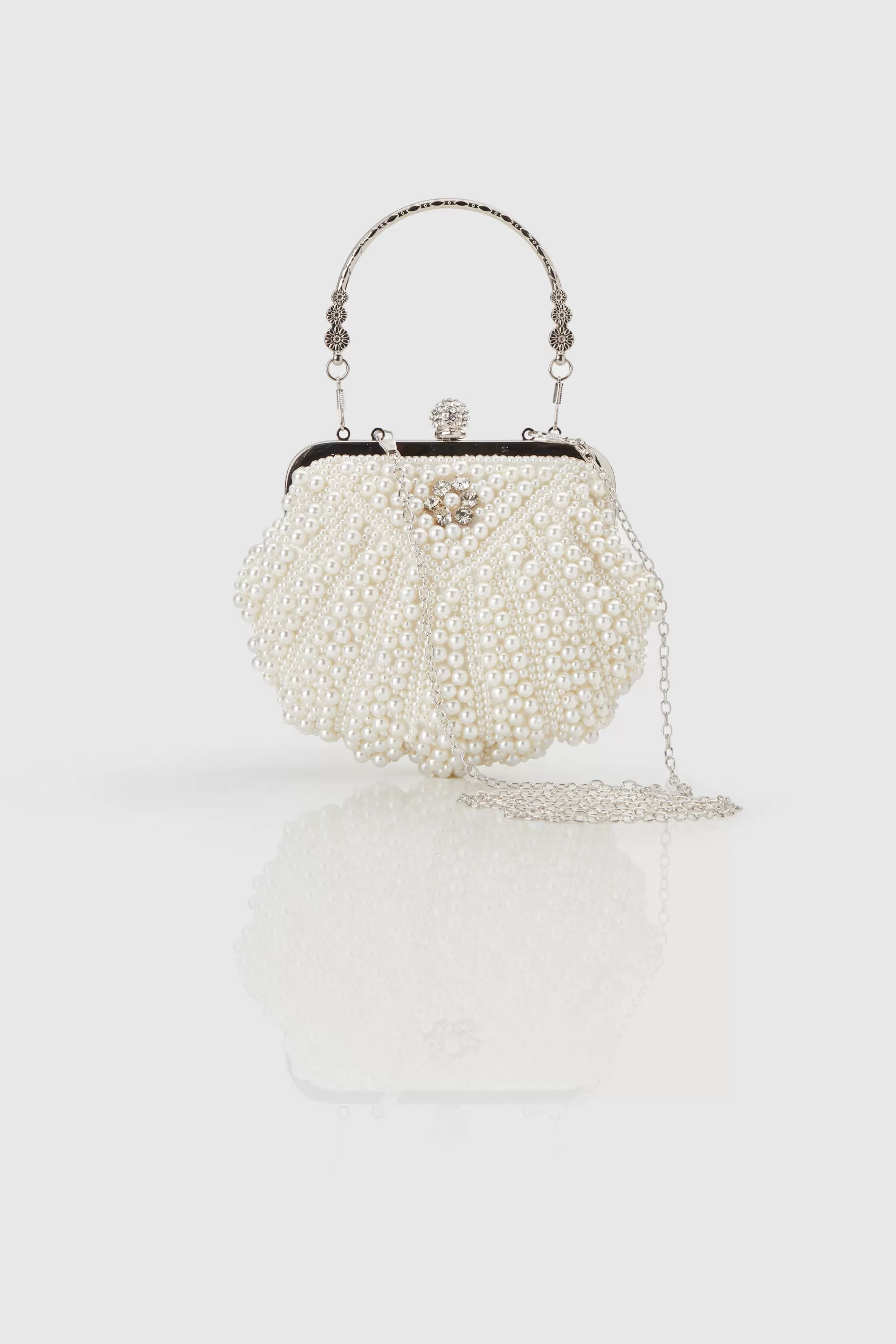 Shell Shaped Pearl Beaded Clutch-BABEYOND Best