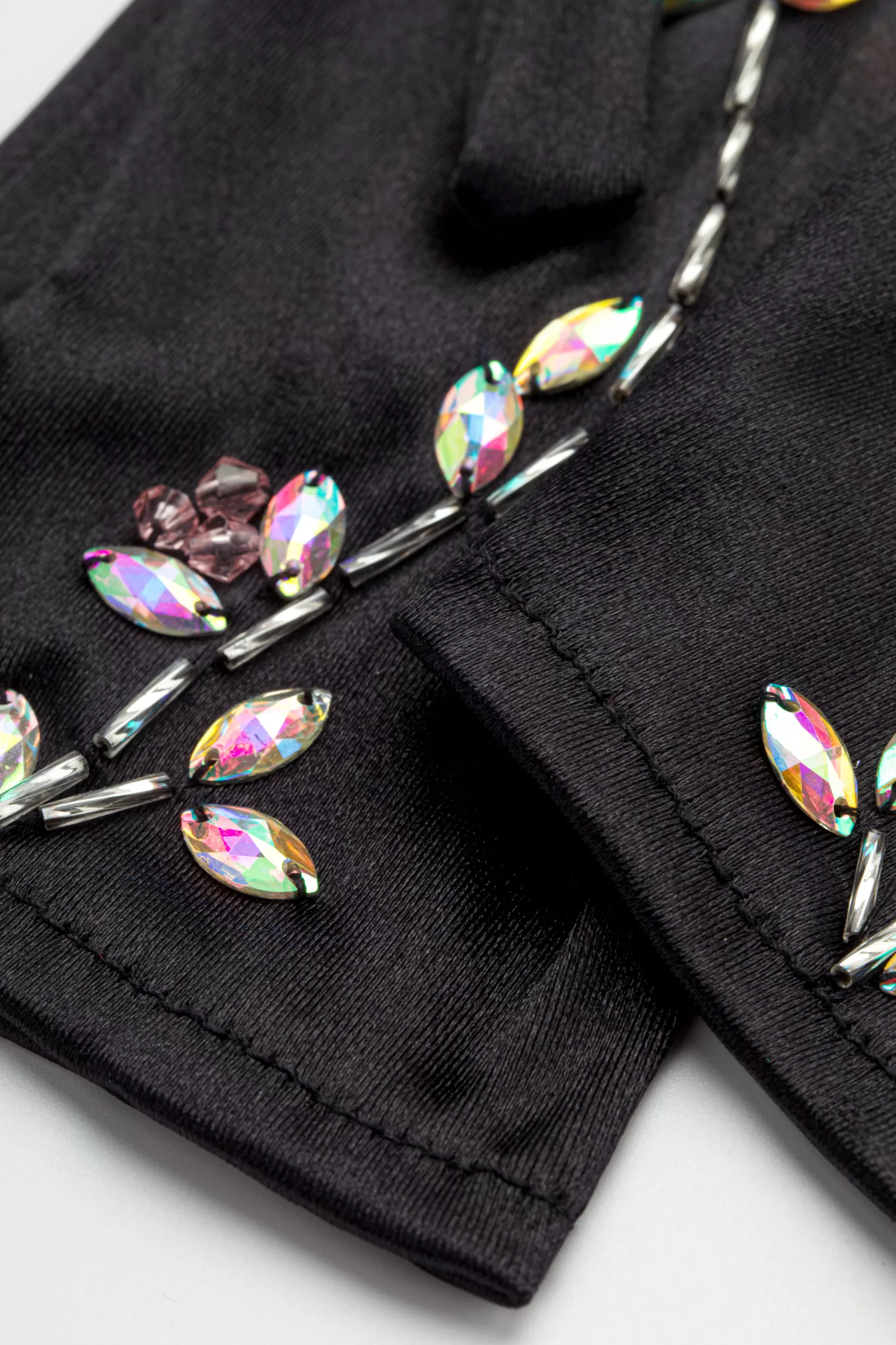 Short Satin Crystal Beads Gloves-BABEYOND Discount