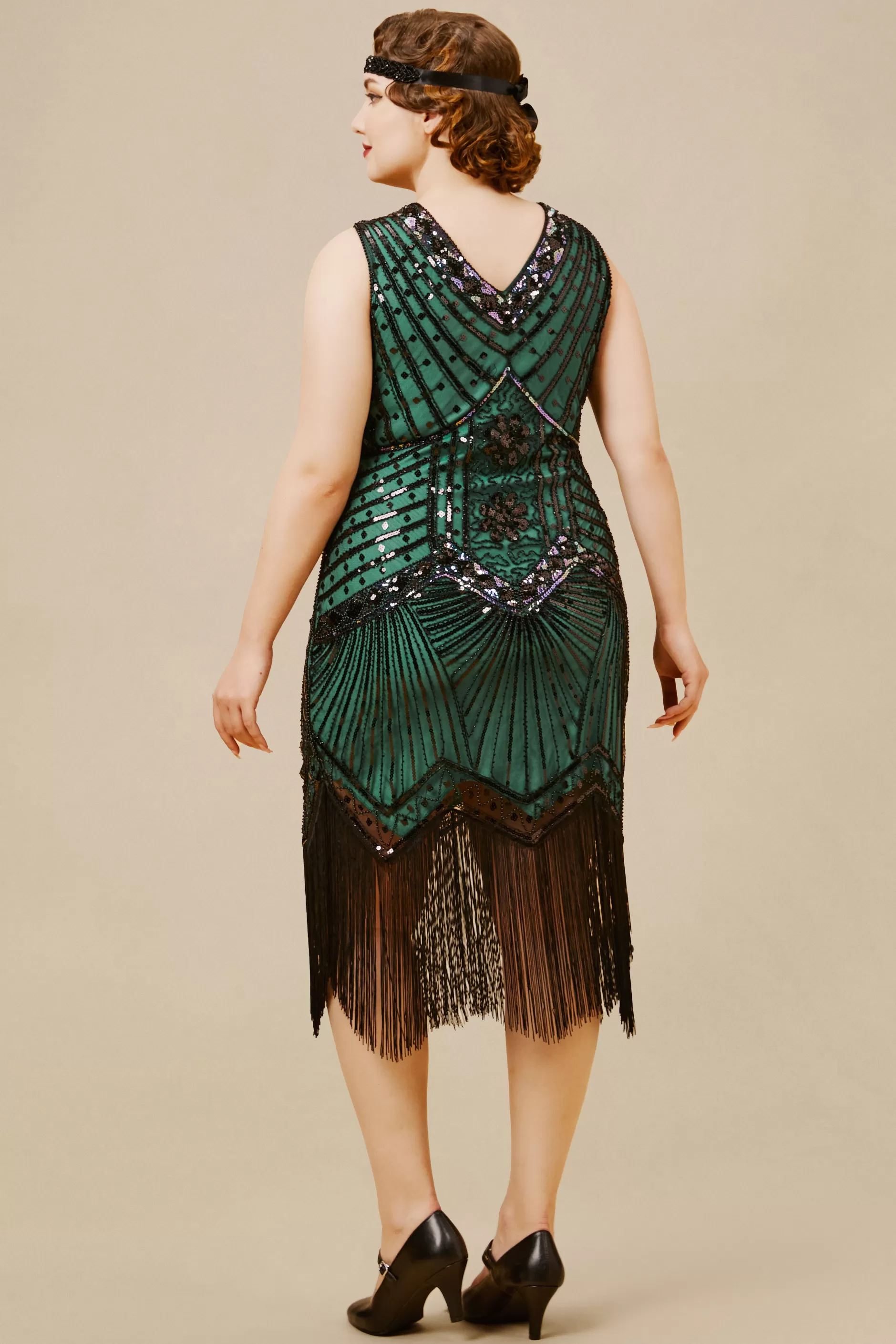 Sleeveless V-Neck Cocktail Party Plus Dress-BABEYOND Hot