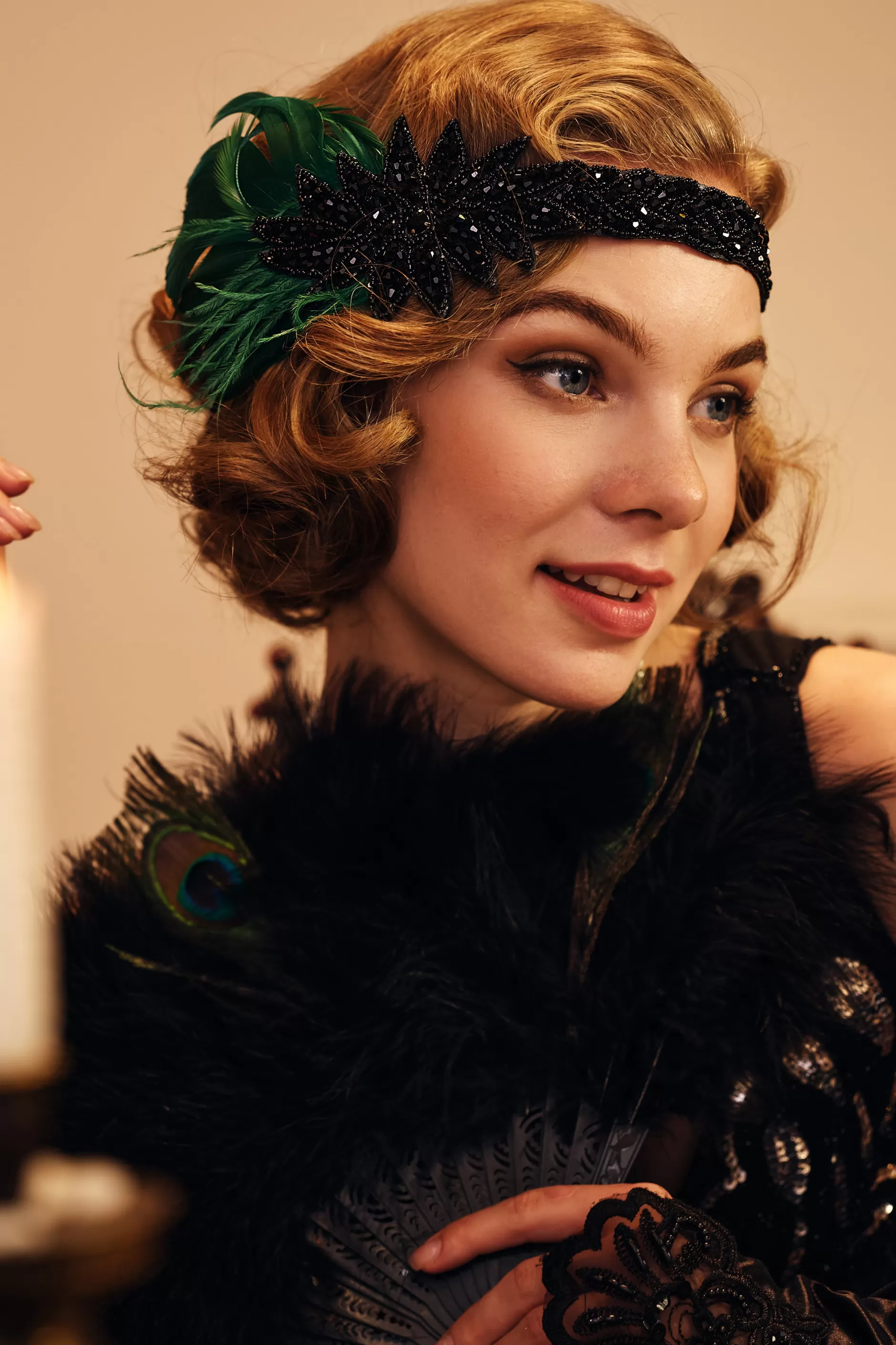 Sparkle Crystal Leaf Feather Headband-BABEYOND Cheap