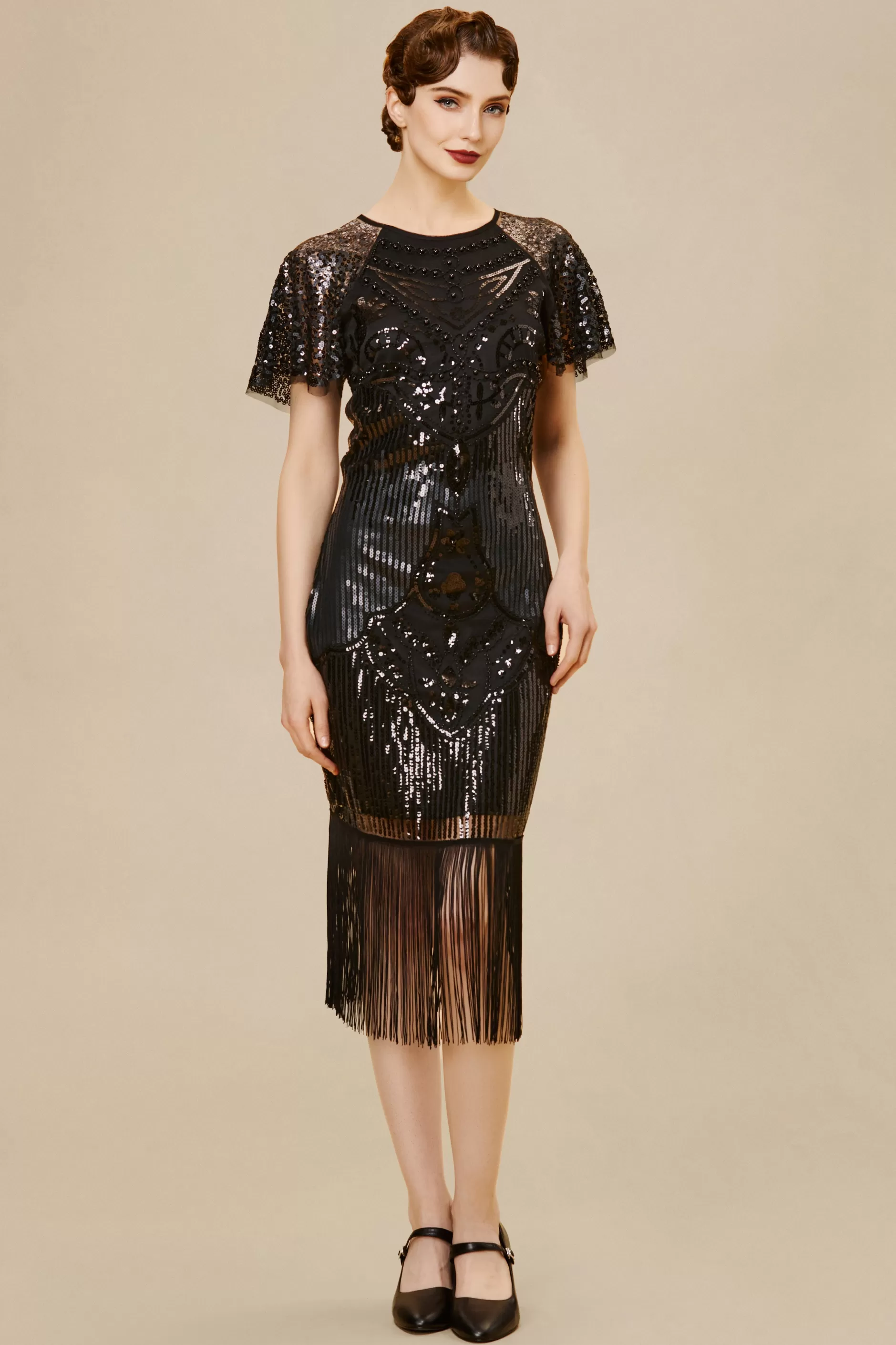 Sparkly Tassels Shoulder Bodycon Dress-BABEYOND Cheap
