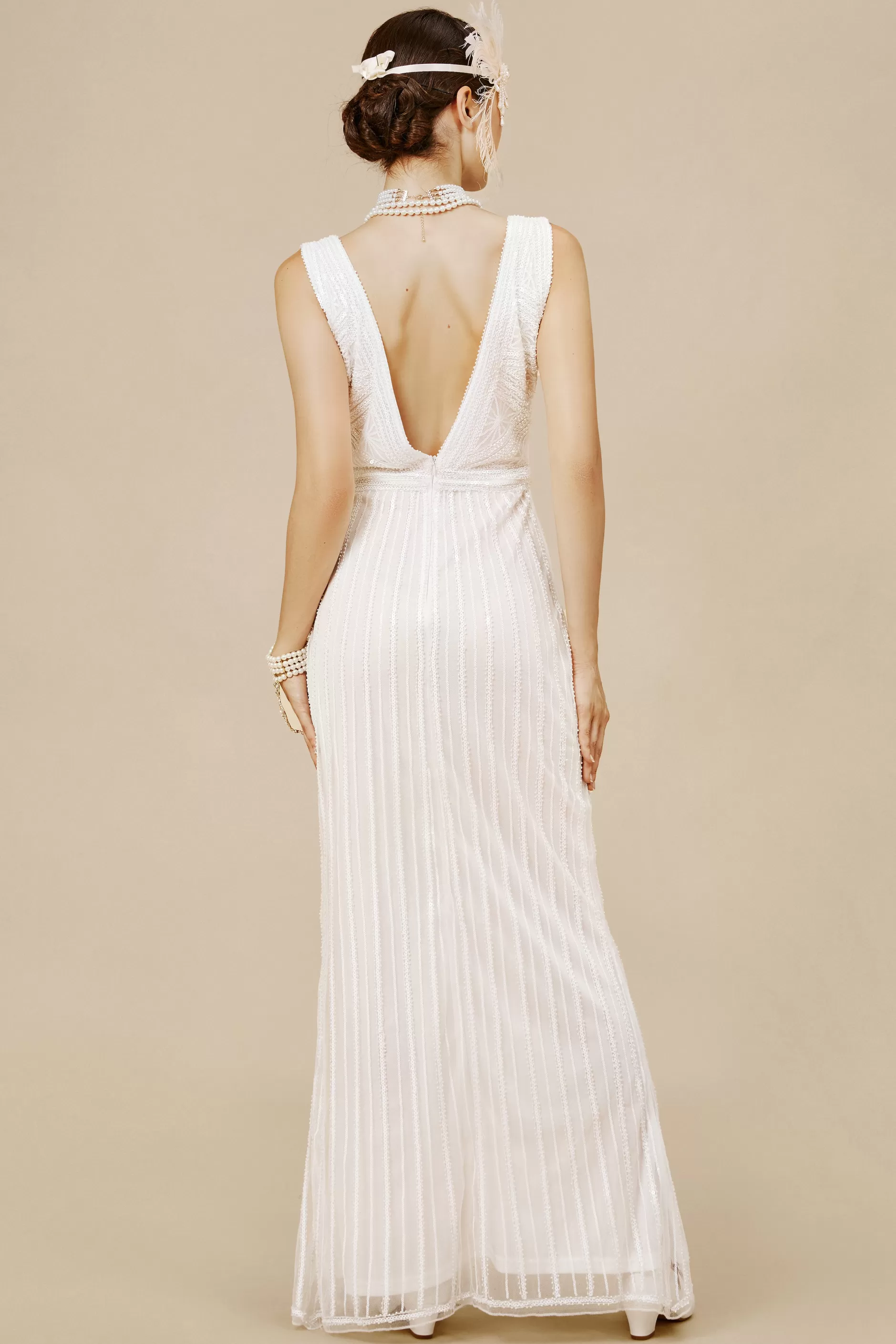 V Neck Sequin Frontal Slit Dress-BABEYOND Shop