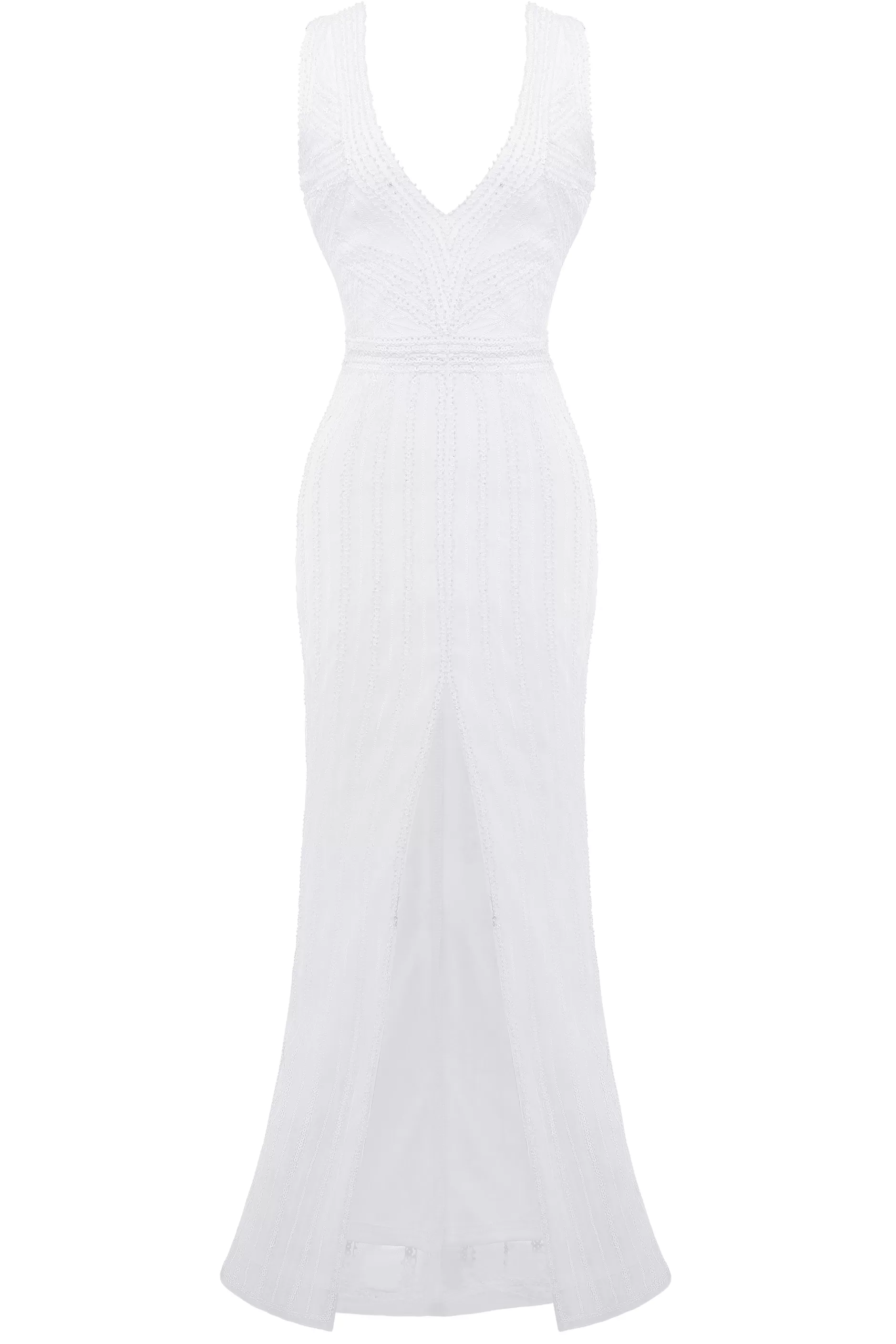 V Neck Sequin Frontal Slit Dress-BABEYOND Shop