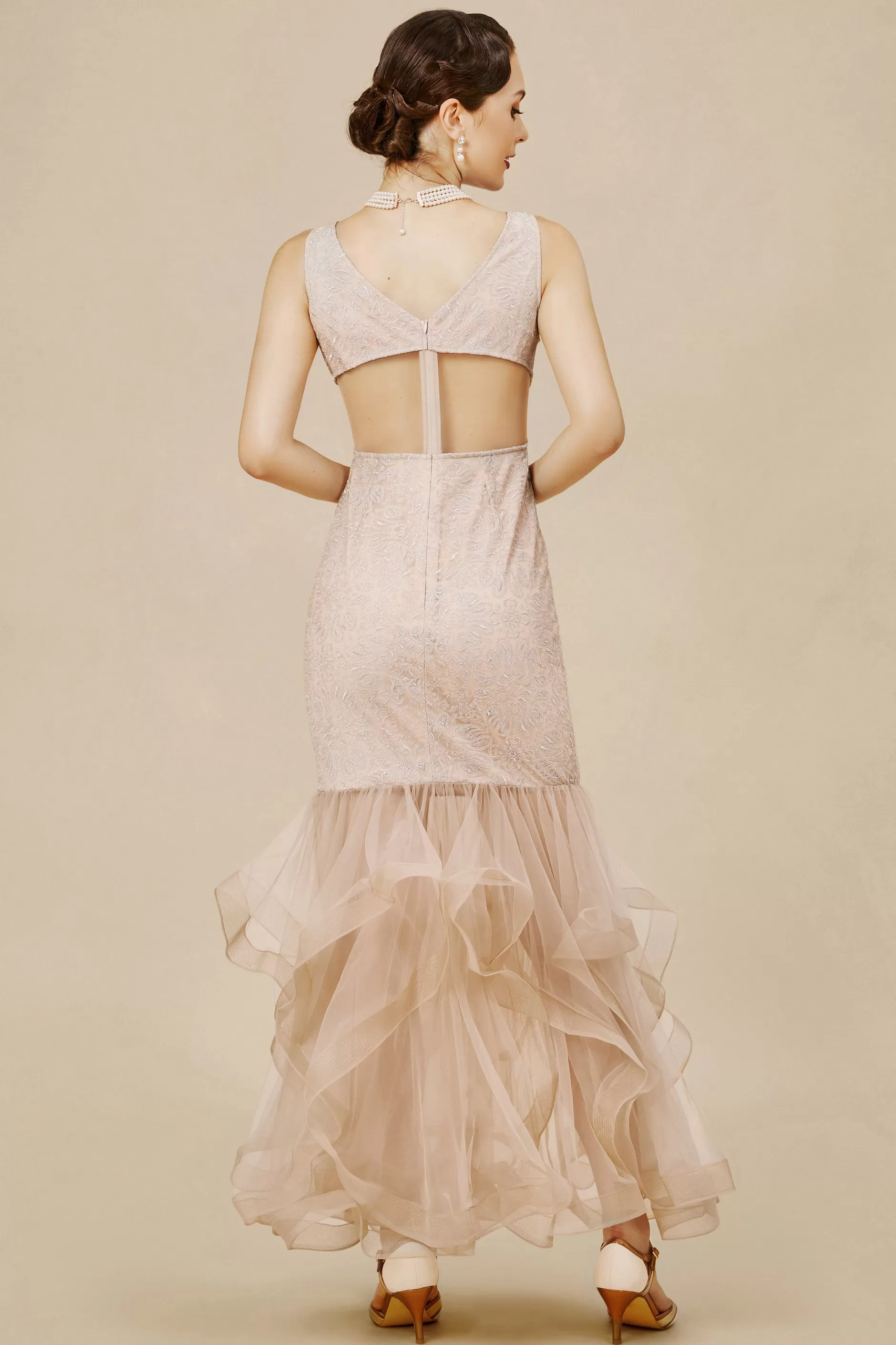 V-Neck Sleeveless Tulle Mermaid Dress-BABEYOND Cheap