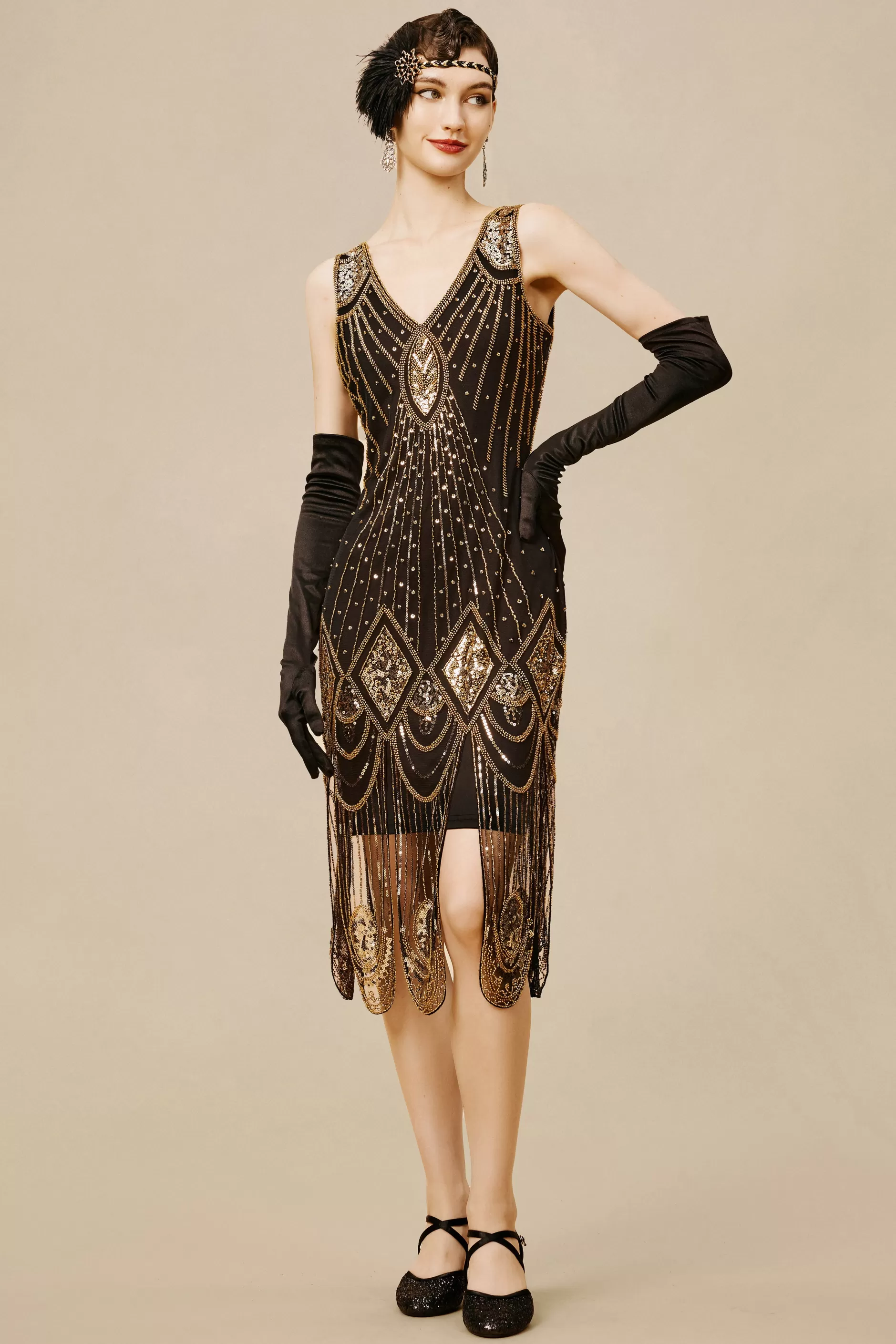 Zouzou Art Deco Flapper Dress-BABEYOND Store